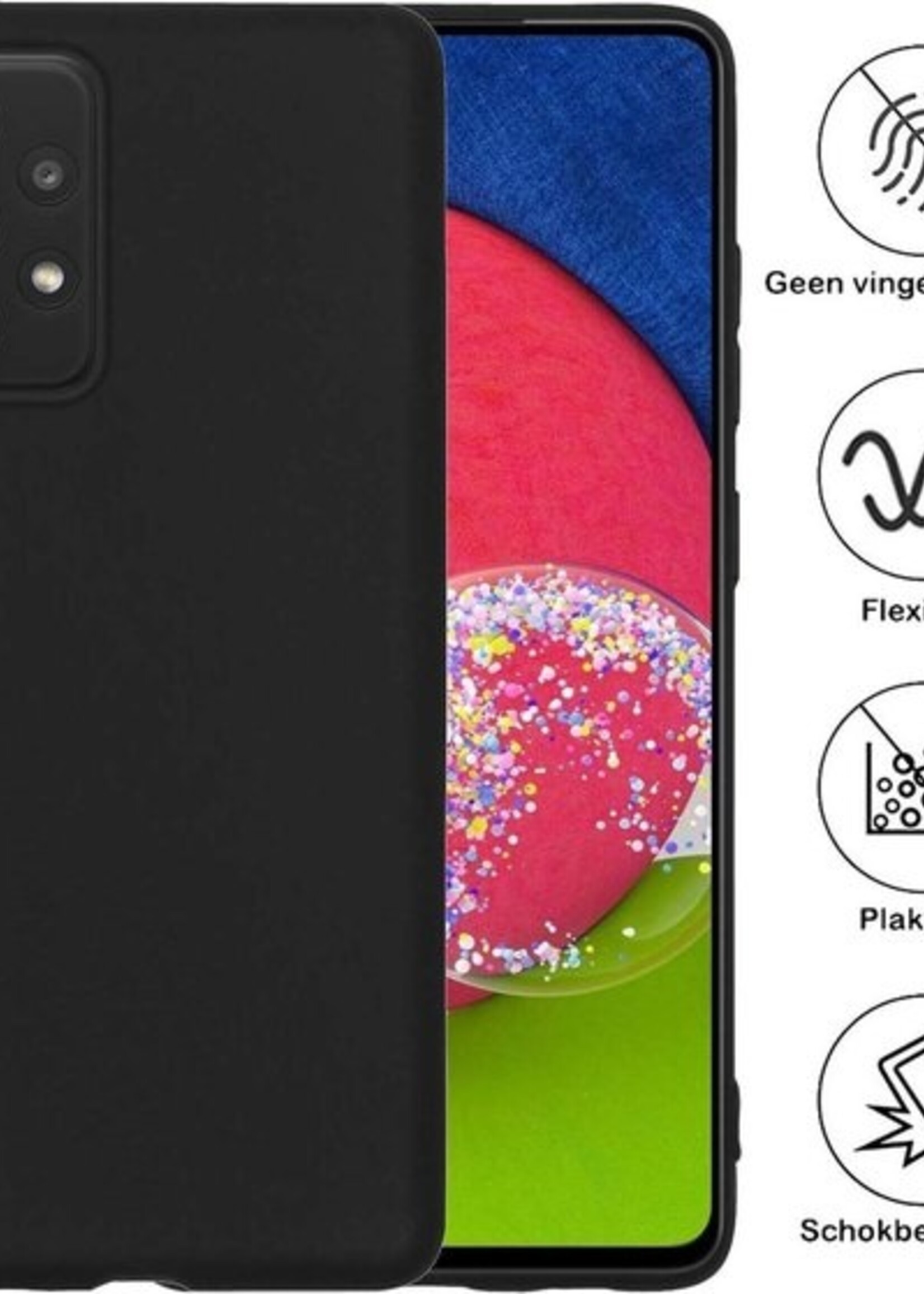 BTH Hoesje Geschikt voor Samsung A52s Hoesje Siliconen Case Hoes Met Screenprotector - Hoes Geschikt voor Samsung Galaxy A52s 5G Hoes Cover Case - Zwart