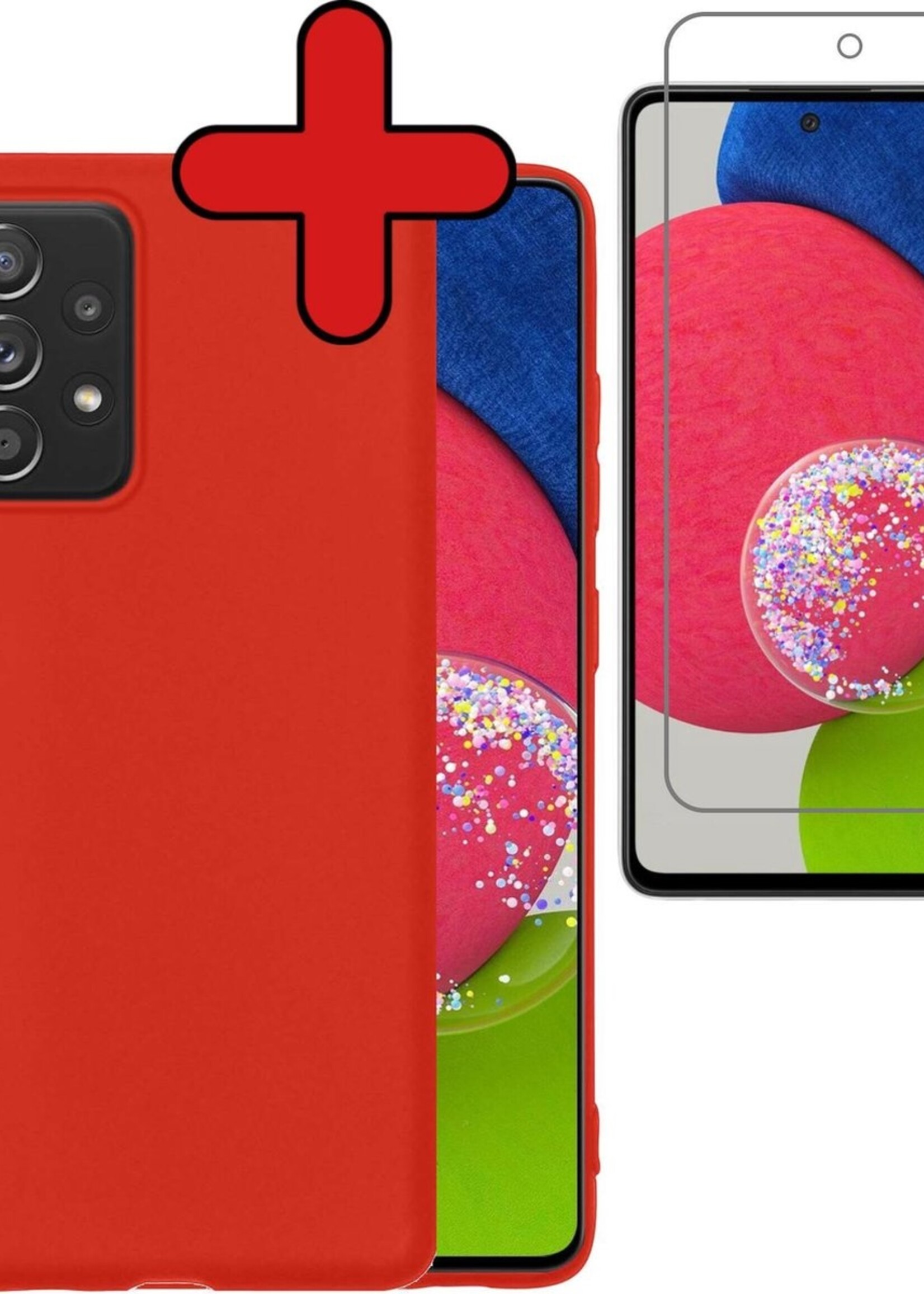 BTH Hoesje Geschikt voor Samsung A52s Hoesje Siliconen Case Hoes Met Screenprotector - Hoes Geschikt voor Samsung Galaxy A52s 5G Hoes Cover Case - Rood