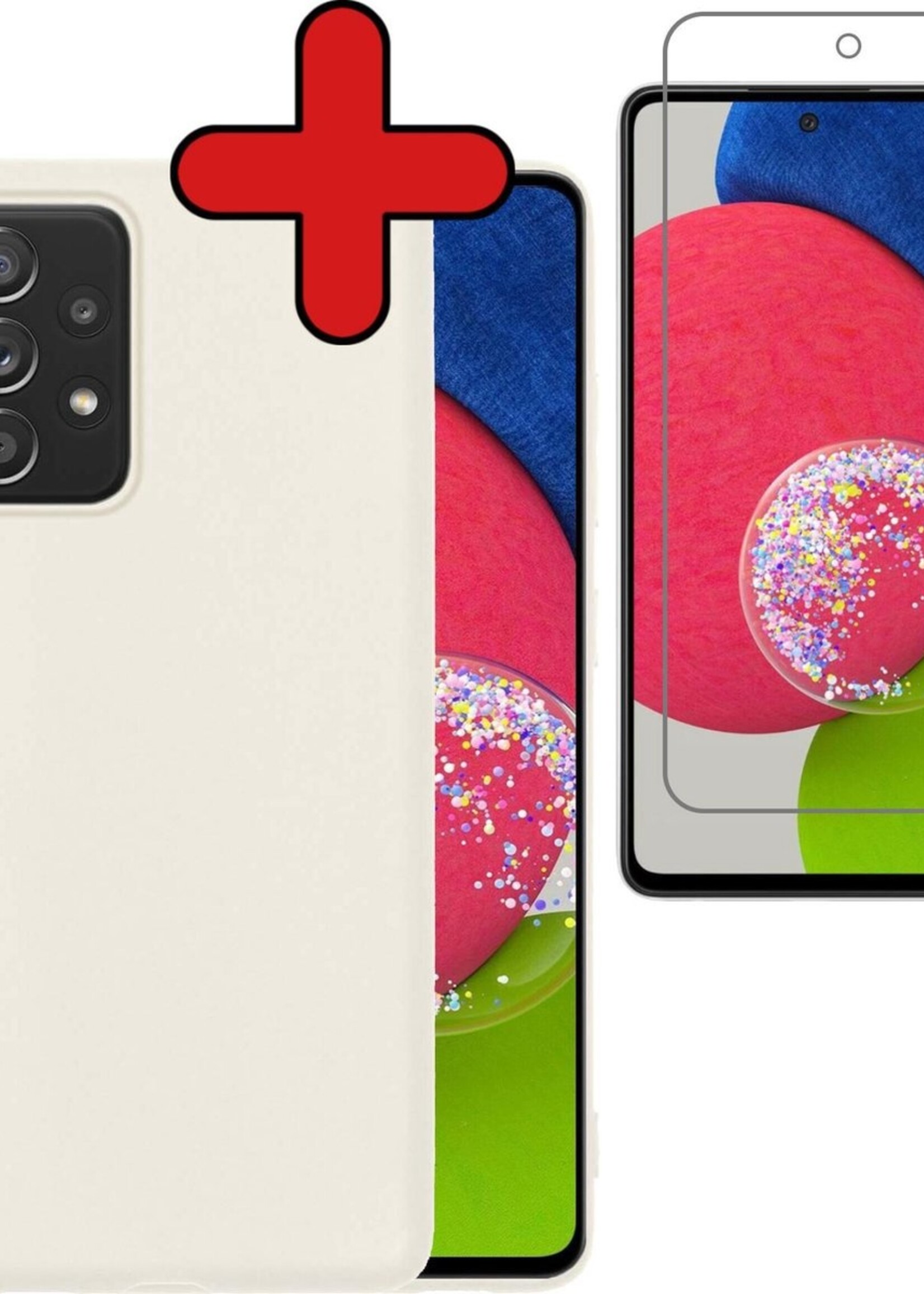 BTH Hoesje Geschikt voor Samsung A52s Hoesje Siliconen Case Hoes Met Screenprotector - Hoes Geschikt voor Samsung Galaxy A52s 5G Hoes Cover Case - Wit