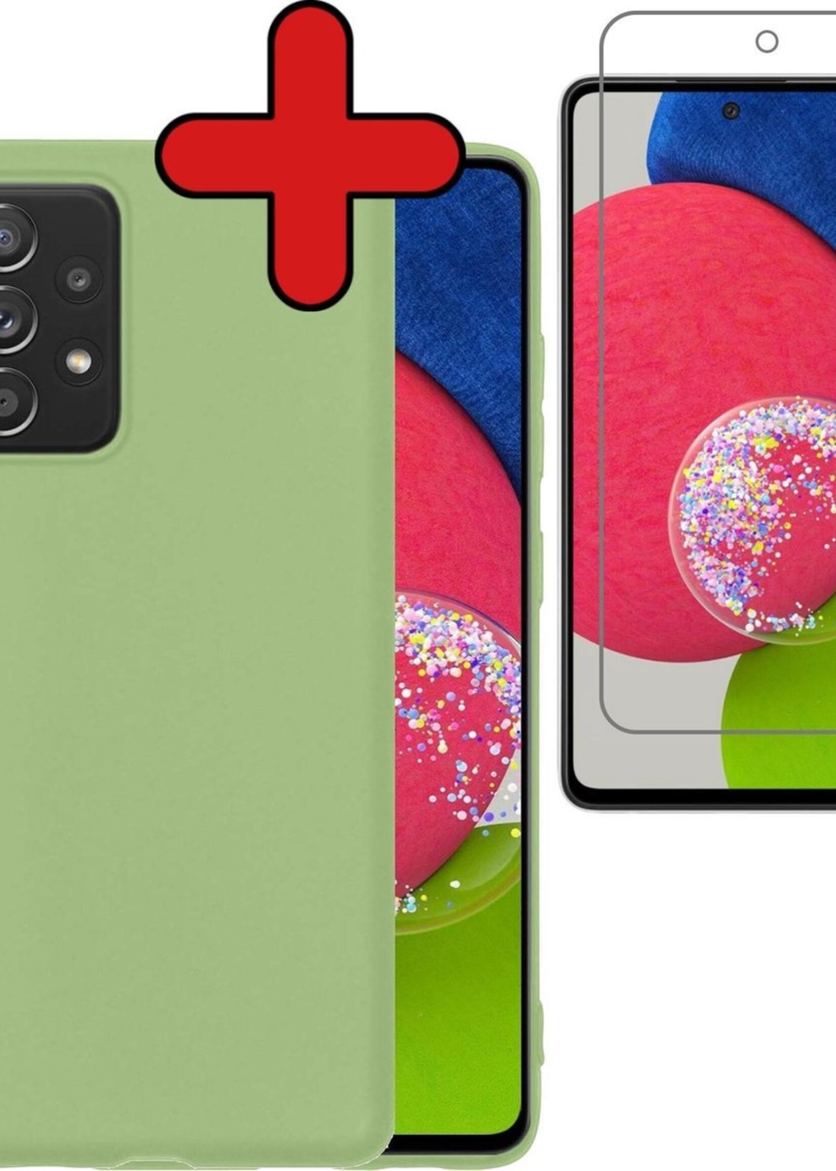 BTH Hoesje Geschikt voor Samsung A52s Hoesje Siliconen Case Hoes Met Screenprotector - Hoes Geschikt voor Samsung Galaxy A52s 5G Hoes Cover Case - Groen