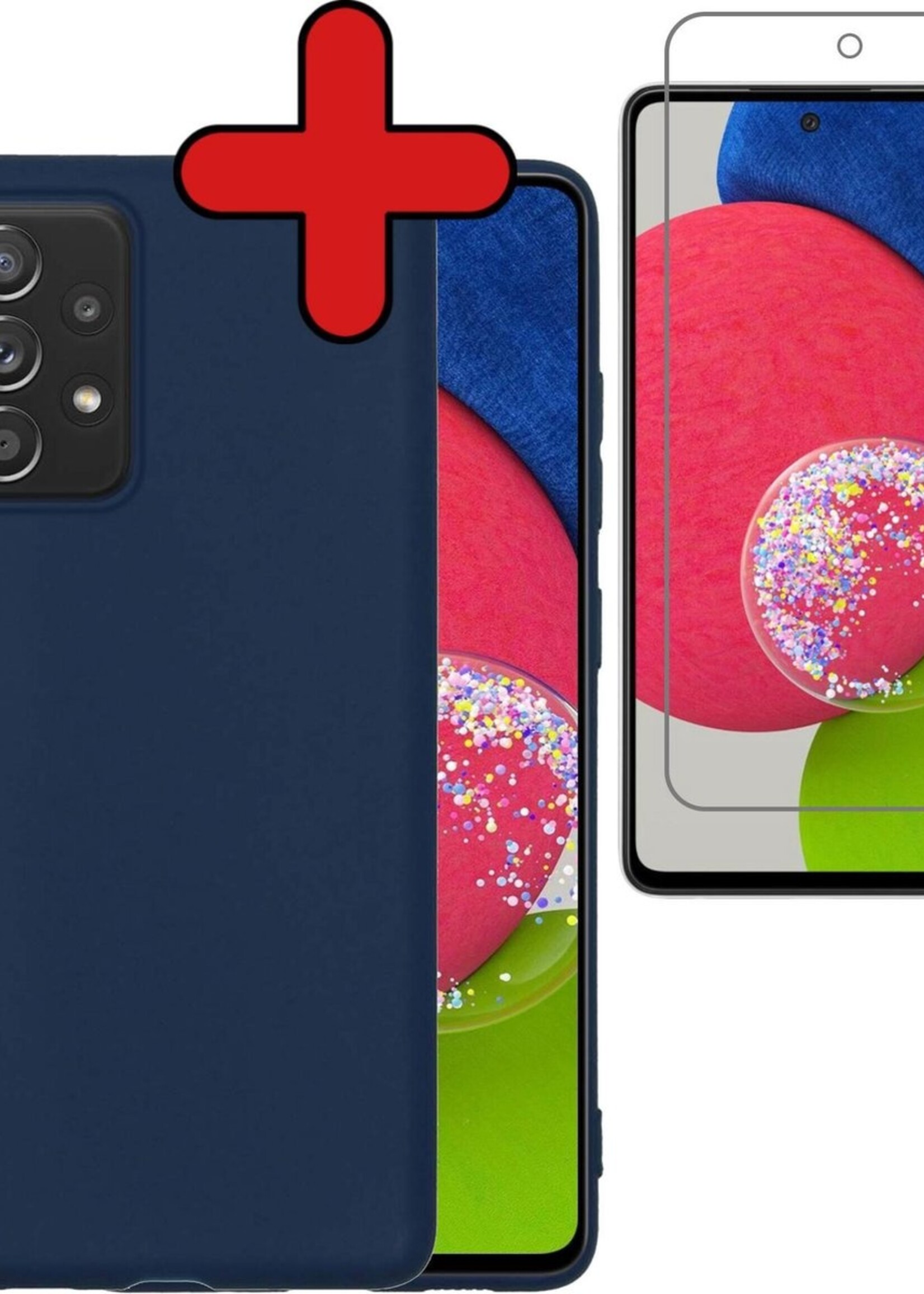 BTH Hoesje Geschikt voor Samsung A52s Hoesje Siliconen Case Hoes Met Screenprotector - Hoes Geschikt voor Samsung Galaxy A52s 5G Hoes Cover Case - Donkerblauw
