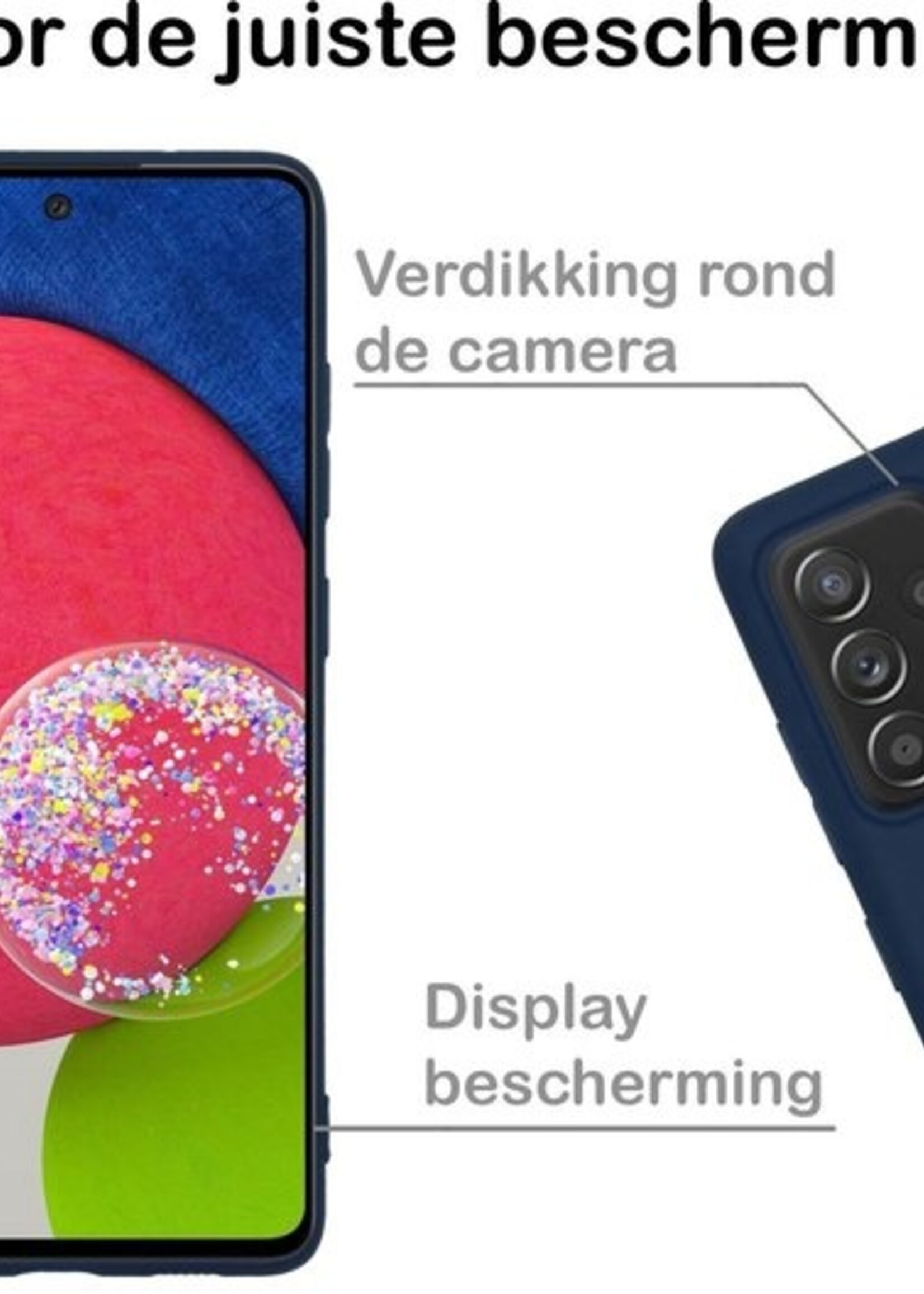 BTH Hoesje Geschikt voor Samsung A52s Hoesje Siliconen Case Hoes Met Screenprotector - Hoes Geschikt voor Samsung Galaxy A52s 5G Hoes Cover Case - Donkerblauw