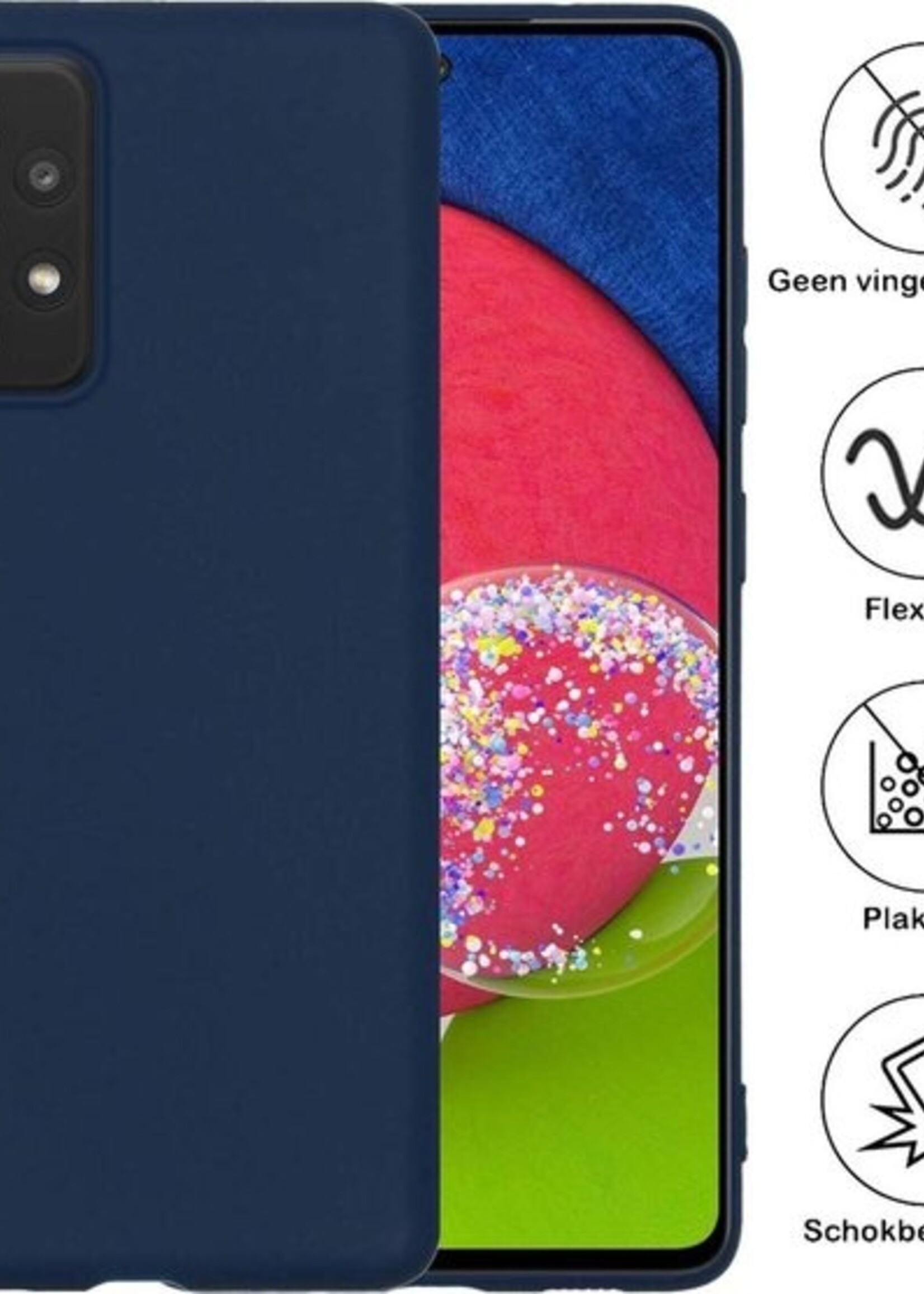 BTH Hoesje Geschikt voor Samsung A52s Hoesje Siliconen Case Hoes Met Screenprotector - Hoes Geschikt voor Samsung Galaxy A52s 5G Hoes Cover Case - Donkerblauw