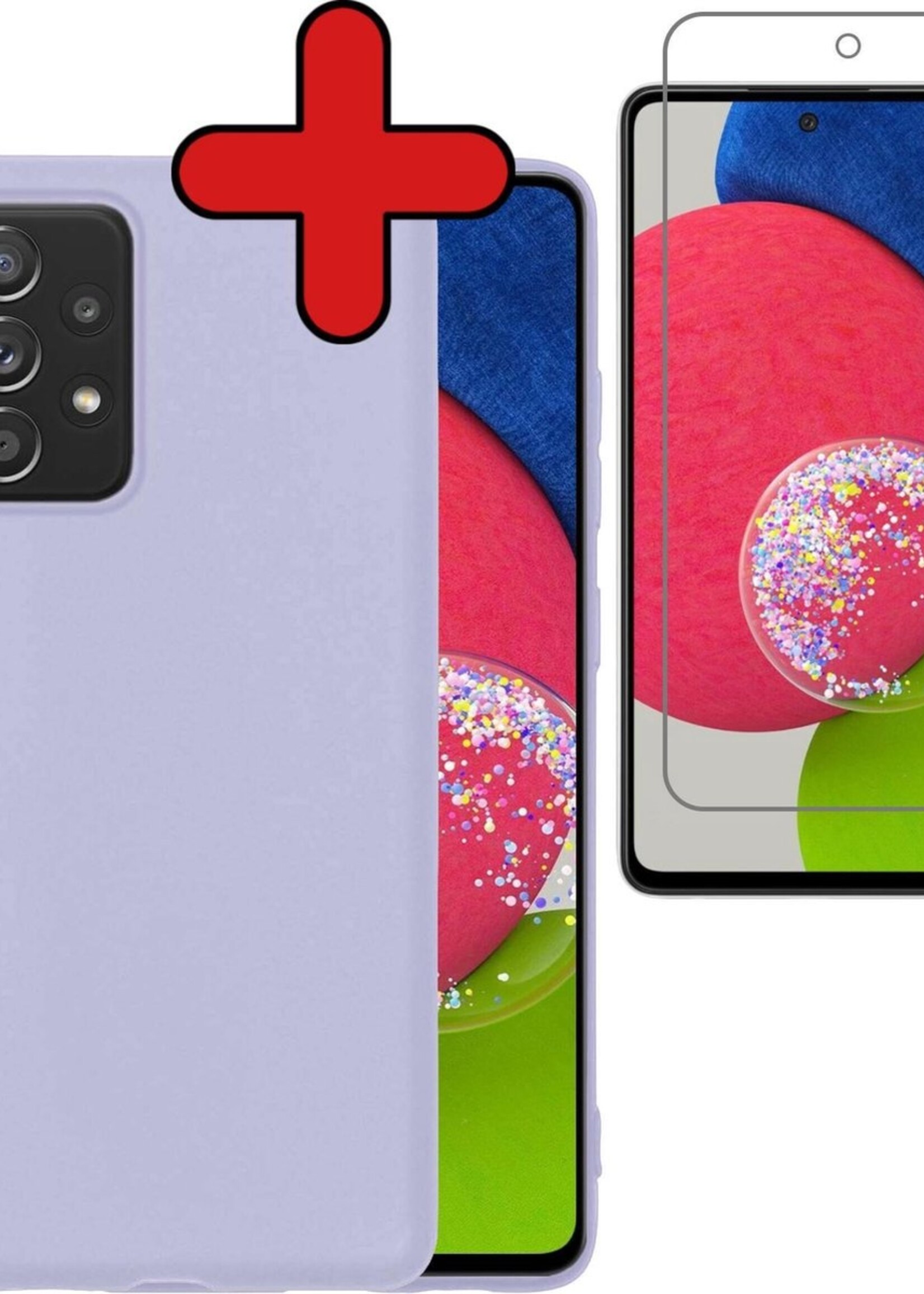 BTH Hoesje Geschikt voor Samsung A52s Hoesje Siliconen Case Hoes Met Screenprotector - Hoes Geschikt voor Samsung Galaxy A52s 5G Hoes Cover Case - Lila