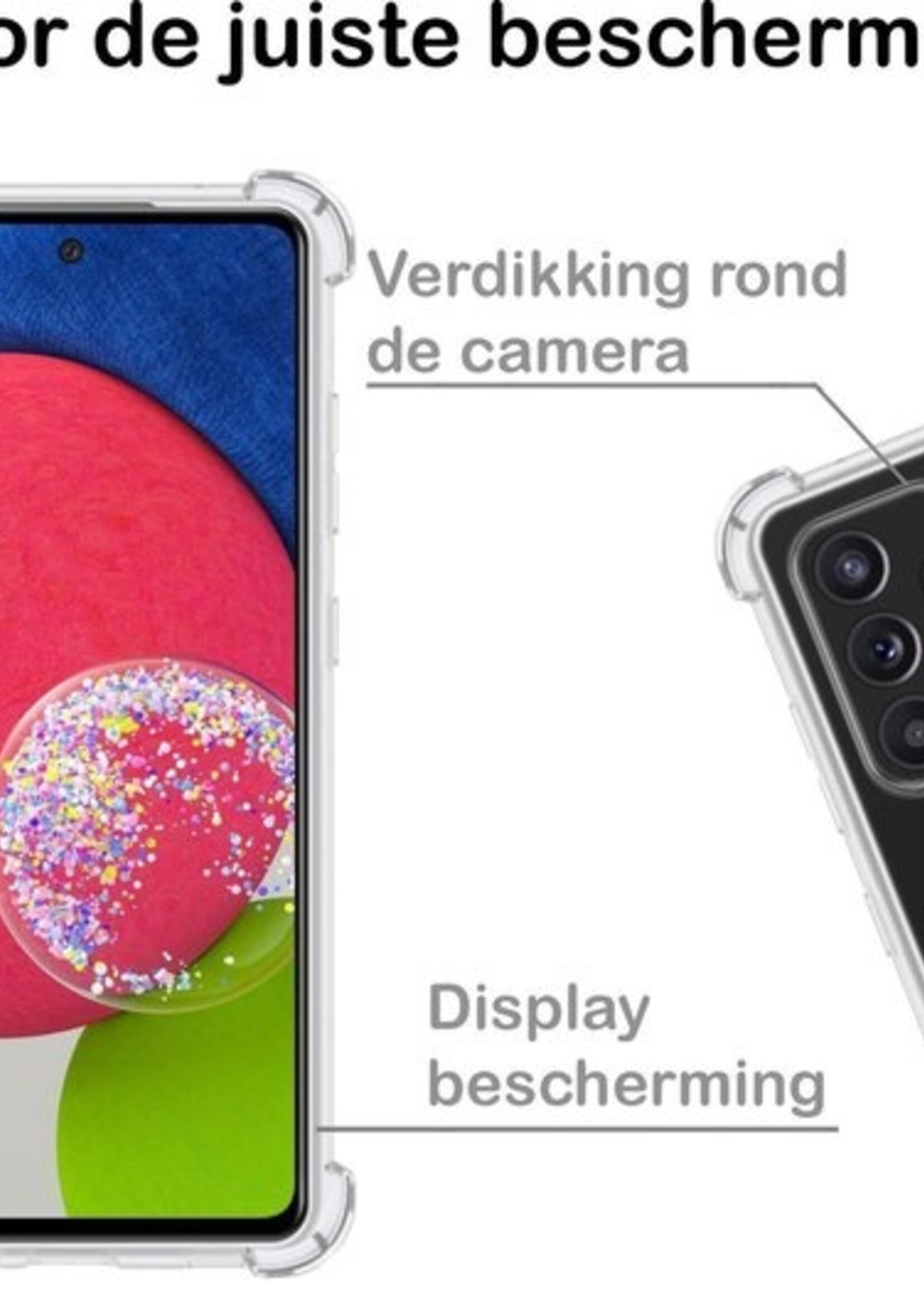BTH Hoesje Geschikt voor Samsung A52s Hoesje Siliconen Shock Proof Case Hoes Met 2x Screenprotector - Hoes Geschikt voor Samsung Galaxy A52s 5G Hoes Cover Case Shockproof - Transparant