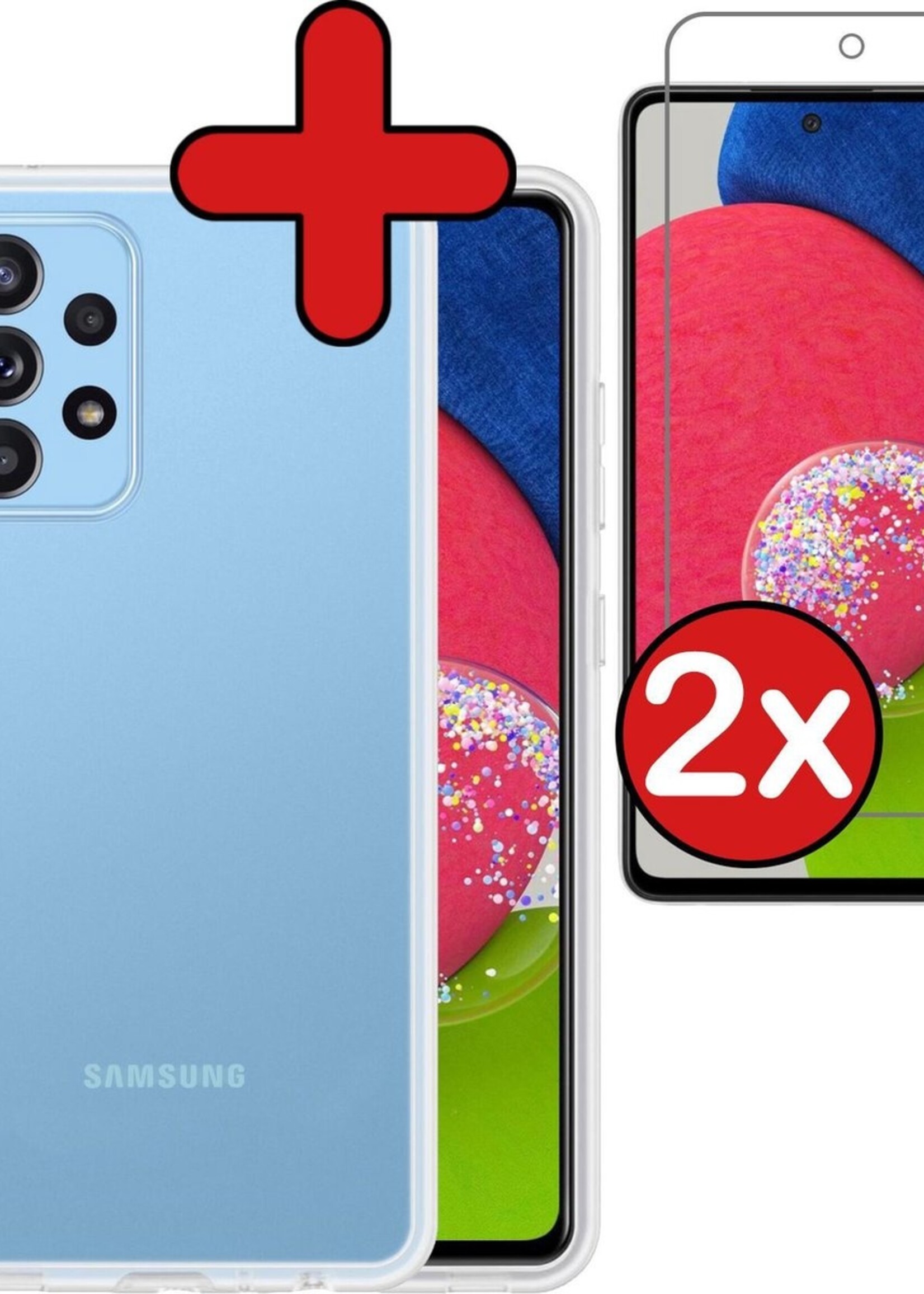 BTH Hoesje Geschikt voor Samsung A52s Hoesje Siliconen Case Hoes Met 2x Screenprotector - Hoes Geschikt voor Samsung Galaxy A52s 5G Hoes Cover Case - Transparant