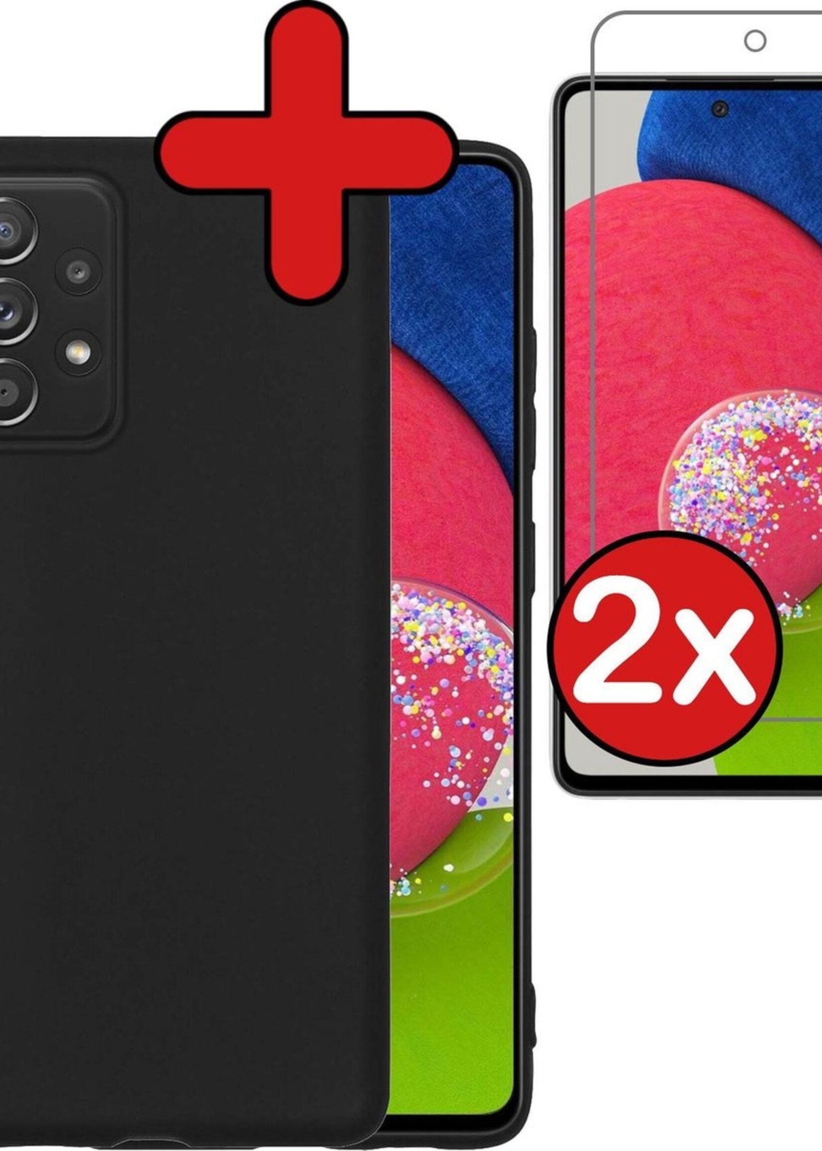 BTH Hoesje Geschikt voor Samsung A52s Hoesje Siliconen Case Hoes Met 2x Screenprotector - Hoes Geschikt voor Samsung Galaxy A52s 5G Hoes Cover Case - Zwart