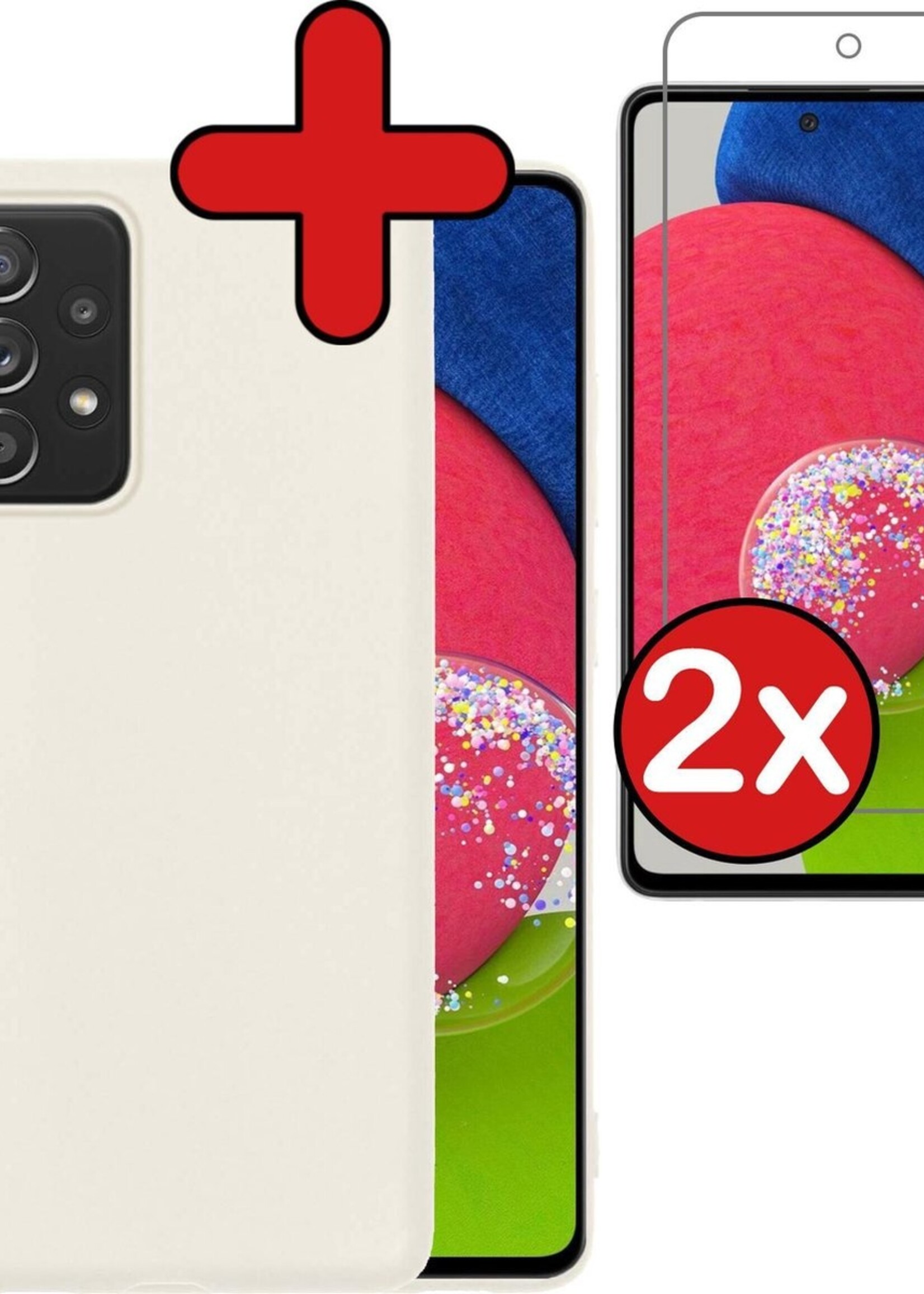 BTH Hoesje Geschikt voor Samsung A52s Hoesje Siliconen Case Hoes Met 2x Screenprotector - Hoes Geschikt voor Samsung Galaxy A52s 5G Hoes Cover Case - Wit
