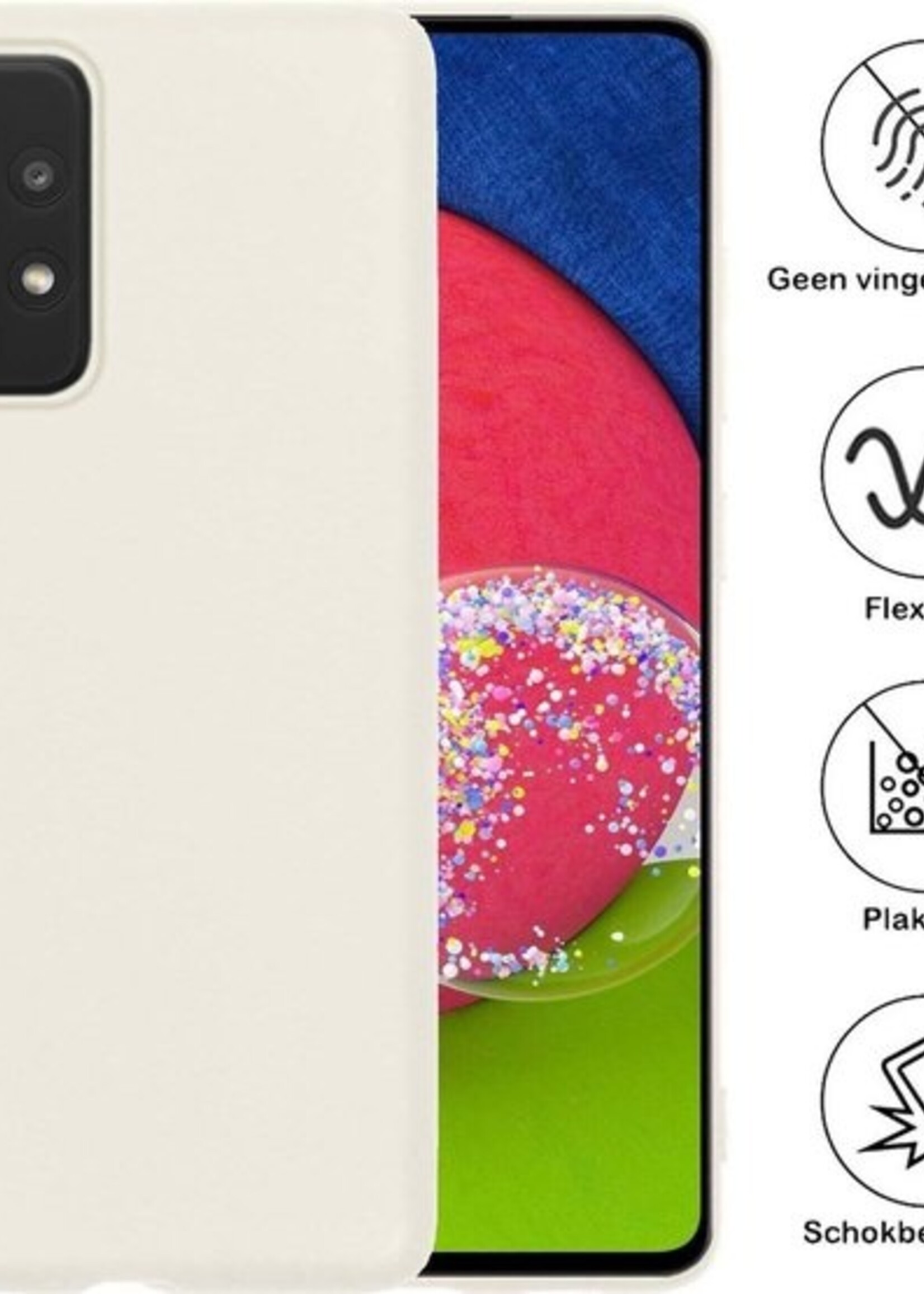BTH Hoesje Geschikt voor Samsung A52s Hoesje Siliconen Case Hoes Met 2x Screenprotector - Hoes Geschikt voor Samsung Galaxy A52s 5G Hoes Cover Case - Wit