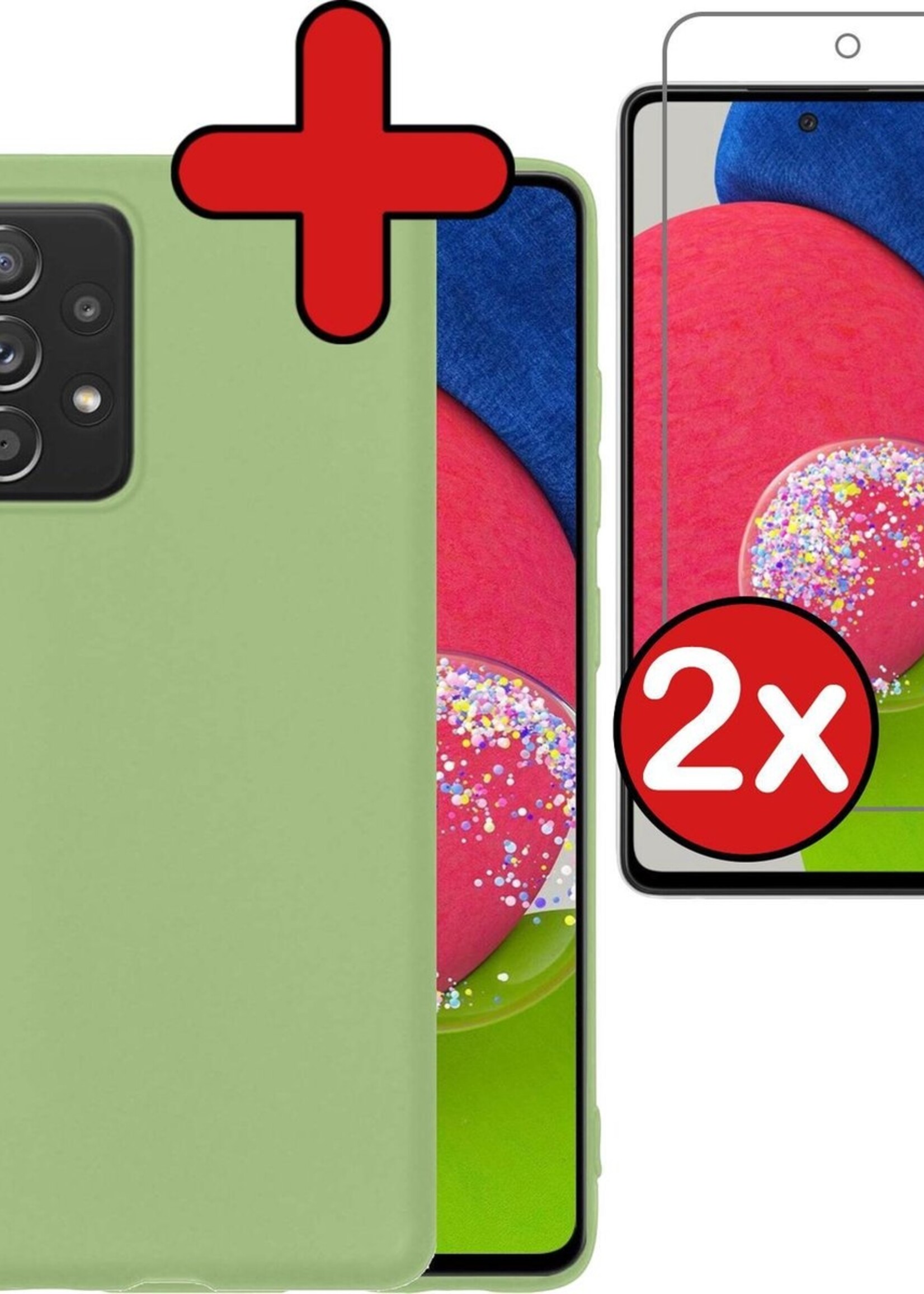 BTH Hoesje Geschikt voor Samsung A52s Hoesje Siliconen Case Hoes Met 2x Screenprotector - Hoes Geschikt voor Samsung Galaxy A52s 5G Hoes Cover Case - Groen