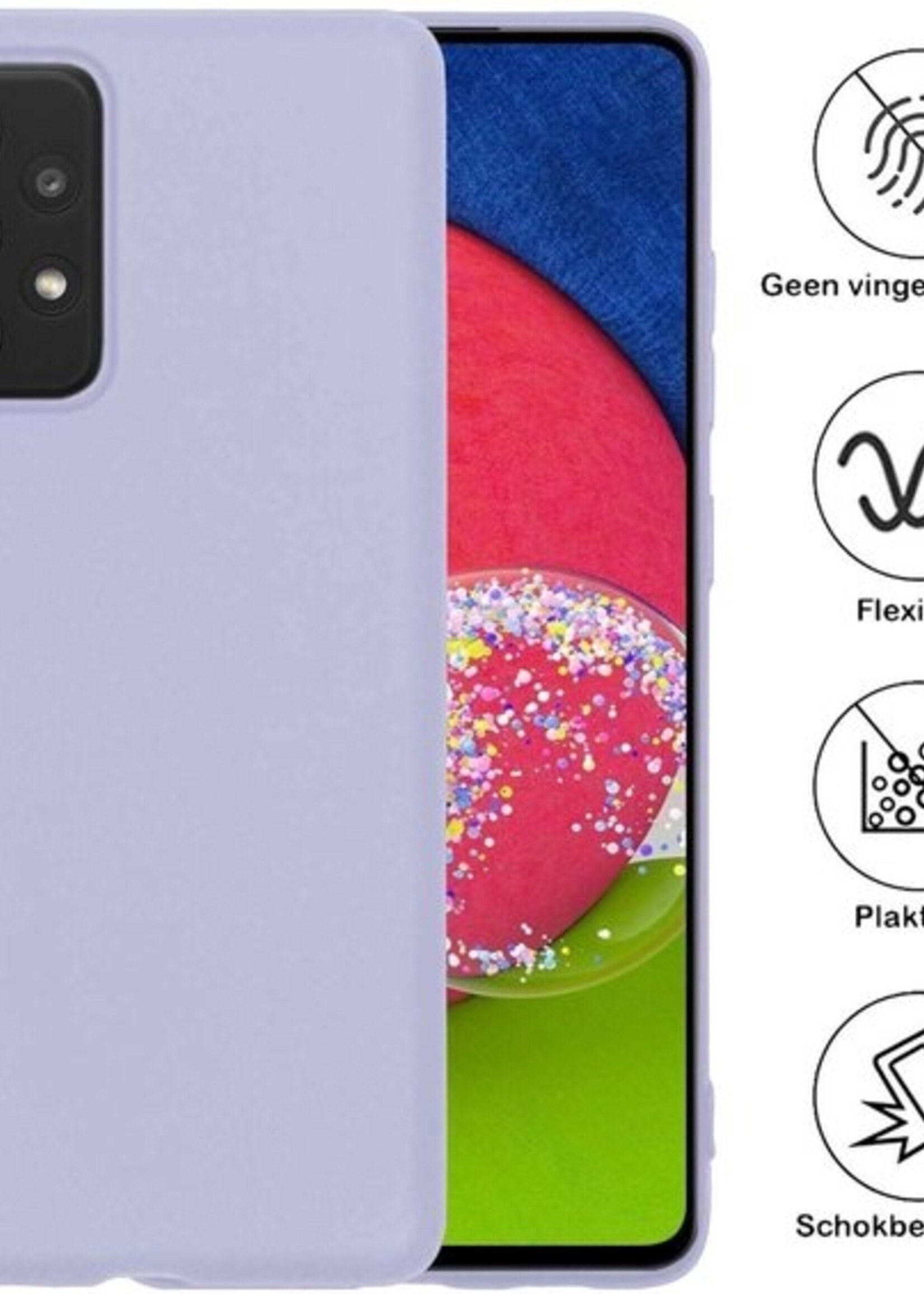BTH Hoesje Geschikt voor Samsung A52s Hoesje Siliconen Case Hoes Met 2x Screenprotector - Hoes Geschikt voor Samsung Galaxy A52s 5G Hoes Cover Case - Lila