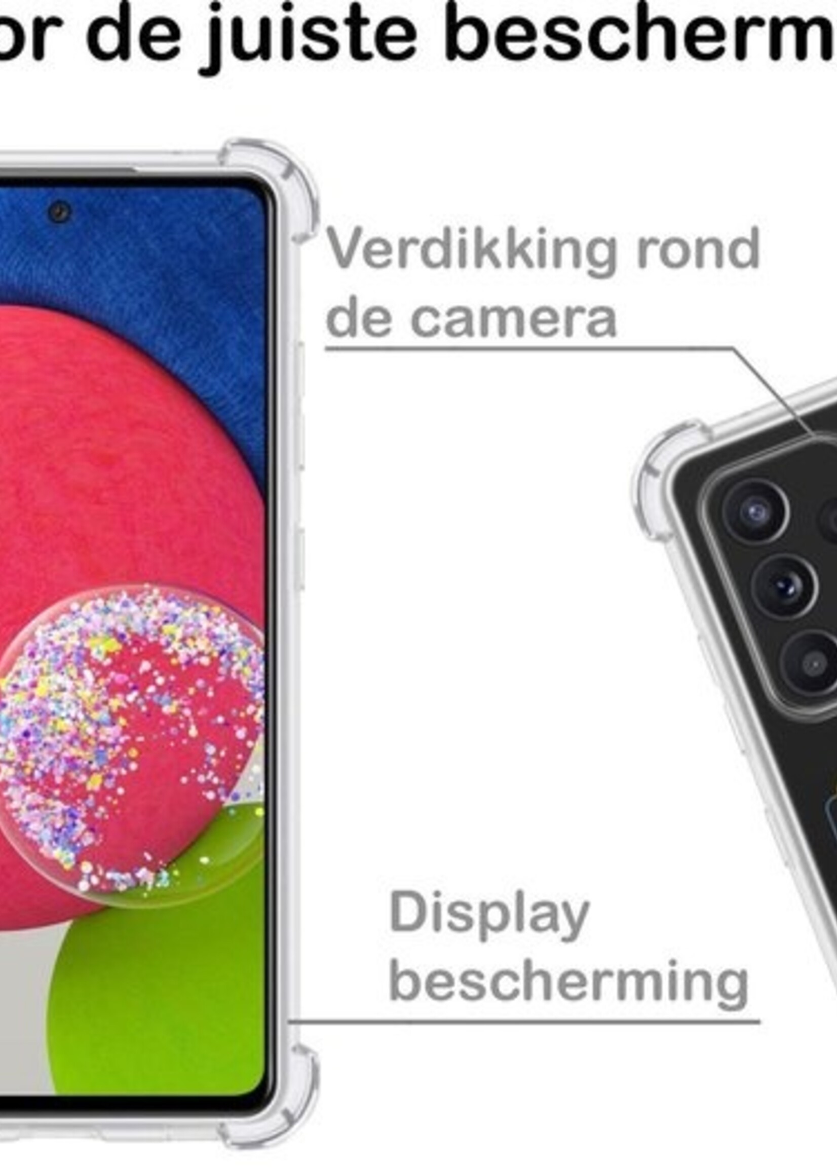 BTH Hoesje Geschikt voor Samsung A52s Hoesje Met Pasjeshouder Siliconen Case Met Kaarthouder Met Screenprotector - Hoes Geschikt voor Samsung Galaxy A52s 5G Hoesje Shock Proof Case - Transparant