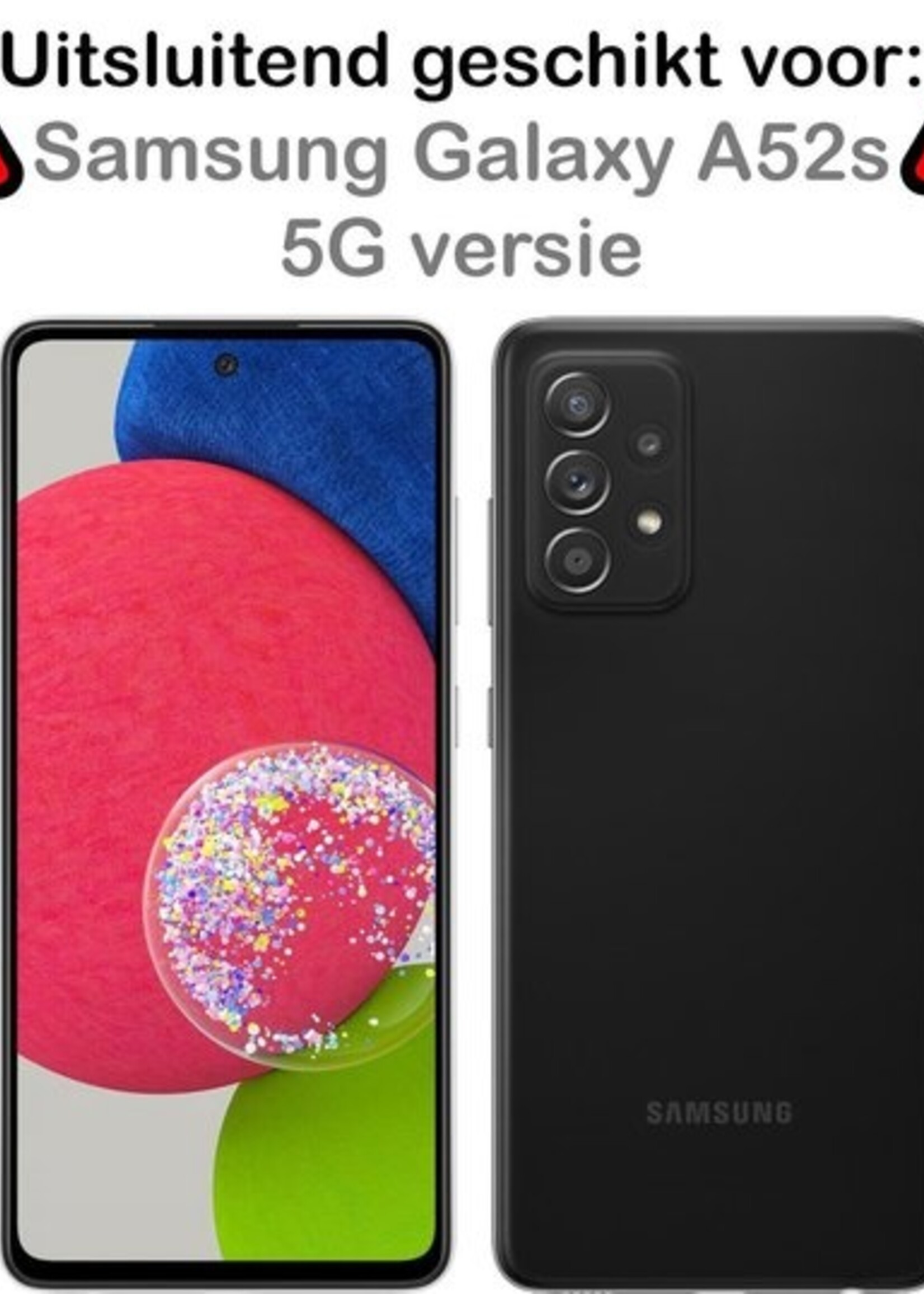 BTH Hoesje Geschikt voor Samsung A52s Hoesje Met Pasjeshouder Siliconen Case Met Kaarthouder Met Screenprotector - Hoes Geschikt voor Samsung Galaxy A52s 5G Hoesje Shock Proof Case - Transparant