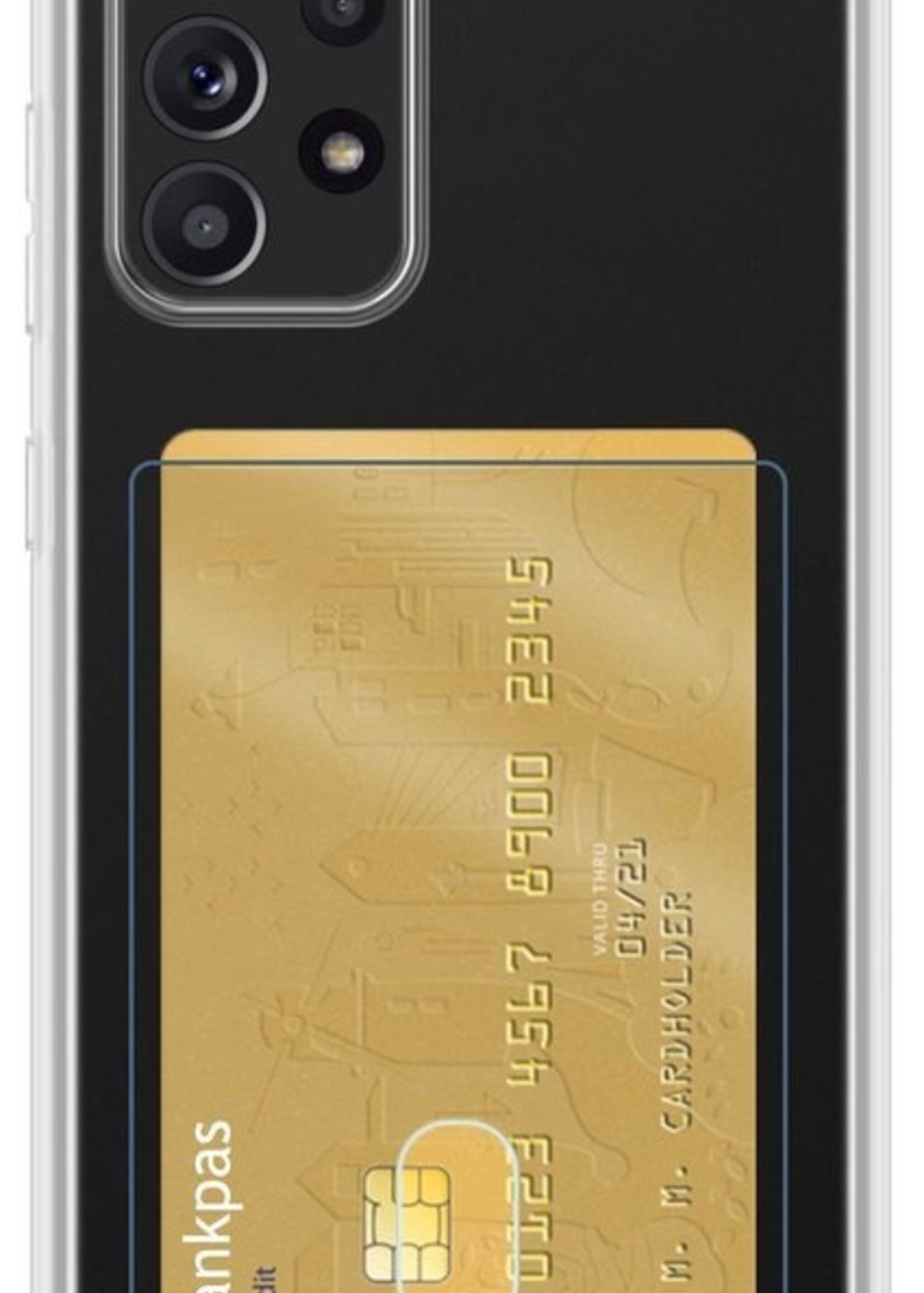 BTH Hoesje Geschikt voor Samsung A52s Hoesje Met Pasjeshouder Siliconen Case Met Kaarthouder Met Screenprotector - Hoes Geschikt voor Samsung Galaxy A52s 5G Hoesje Shock Proof Case - Transparant