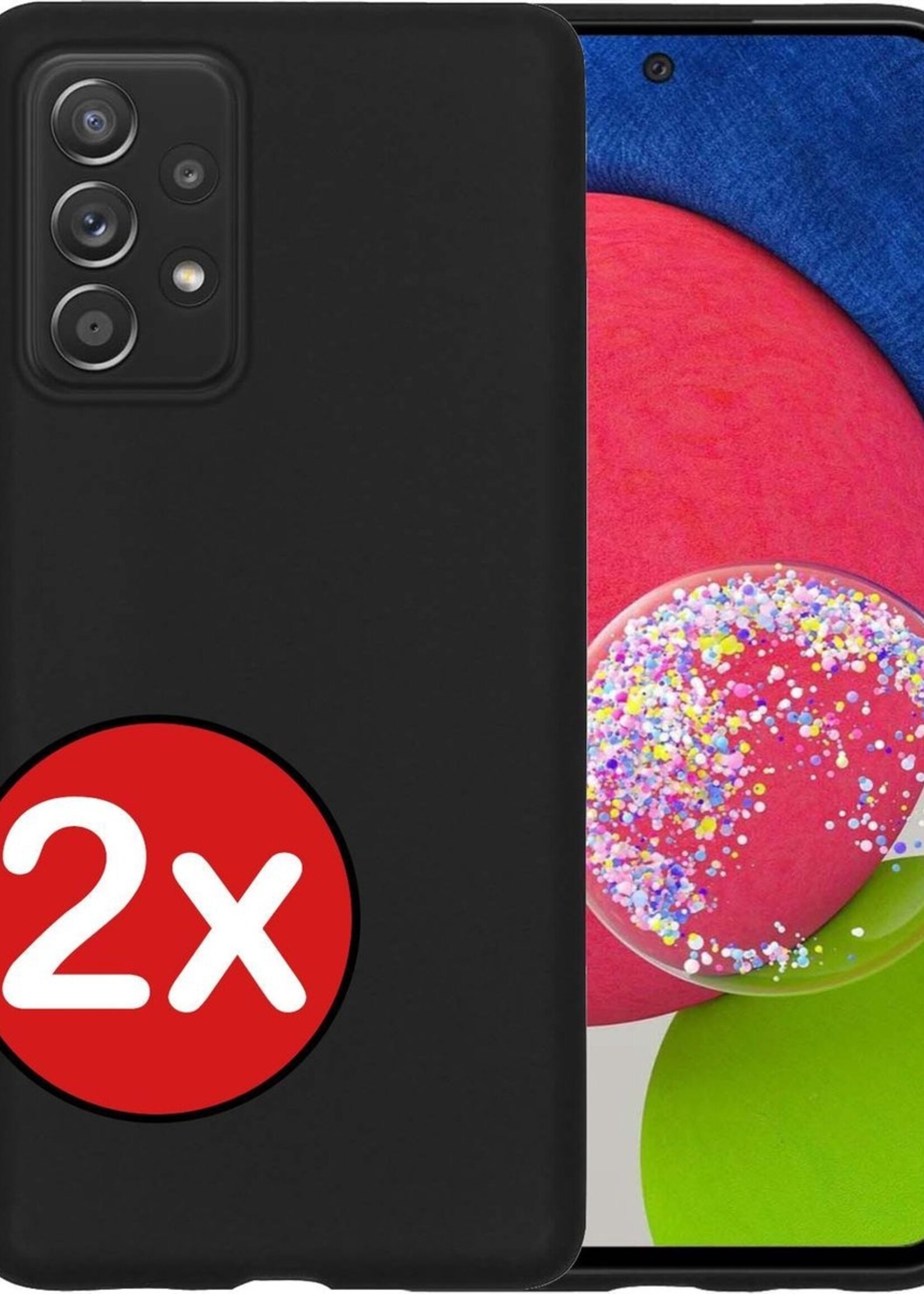 BTH Hoesje Geschikt voor Samsung A52s Hoesje Siliconen Case Hoes - Hoes Geschikt voor Samsung Galaxy A52s 5G Hoes Cover Case - Zwart - 2 PACK