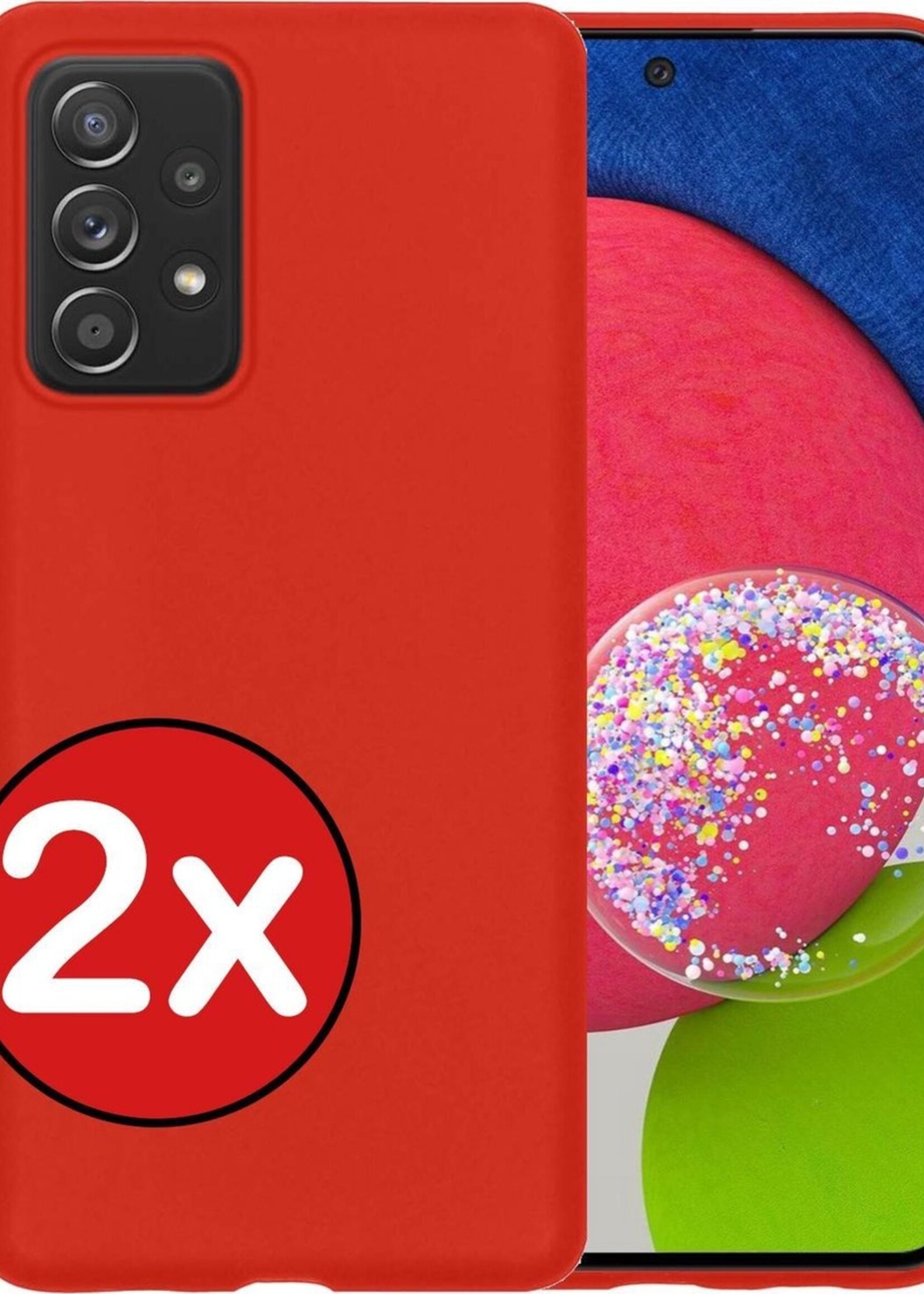 BTH Hoesje Geschikt voor Samsung A52s Hoesje Siliconen Case Hoes - Hoes Geschikt voor Samsung Galaxy A52s 5G Hoes Cover Case - Rood - 2 PACK