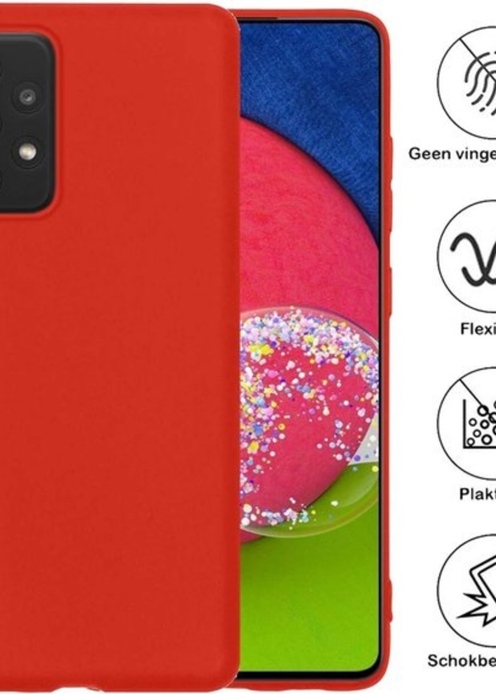 BTH Hoesje Geschikt voor Samsung A52s Hoesje Siliconen Case Hoes - Hoes Geschikt voor Samsung Galaxy A52s 5G Hoes Cover Case - Rood - 2 PACK