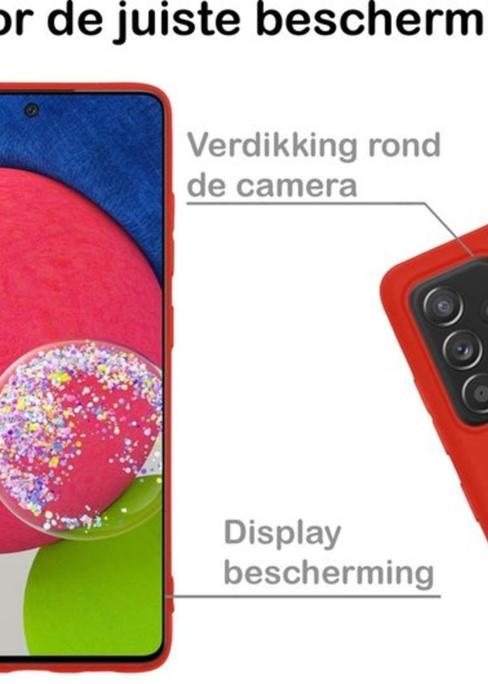 BTH Hoesje Geschikt voor Samsung A52s Hoesje Siliconen Case Hoes - Hoes Geschikt voor Samsung Galaxy A52s 5G Hoes Cover Case - Rood - 2 PACK