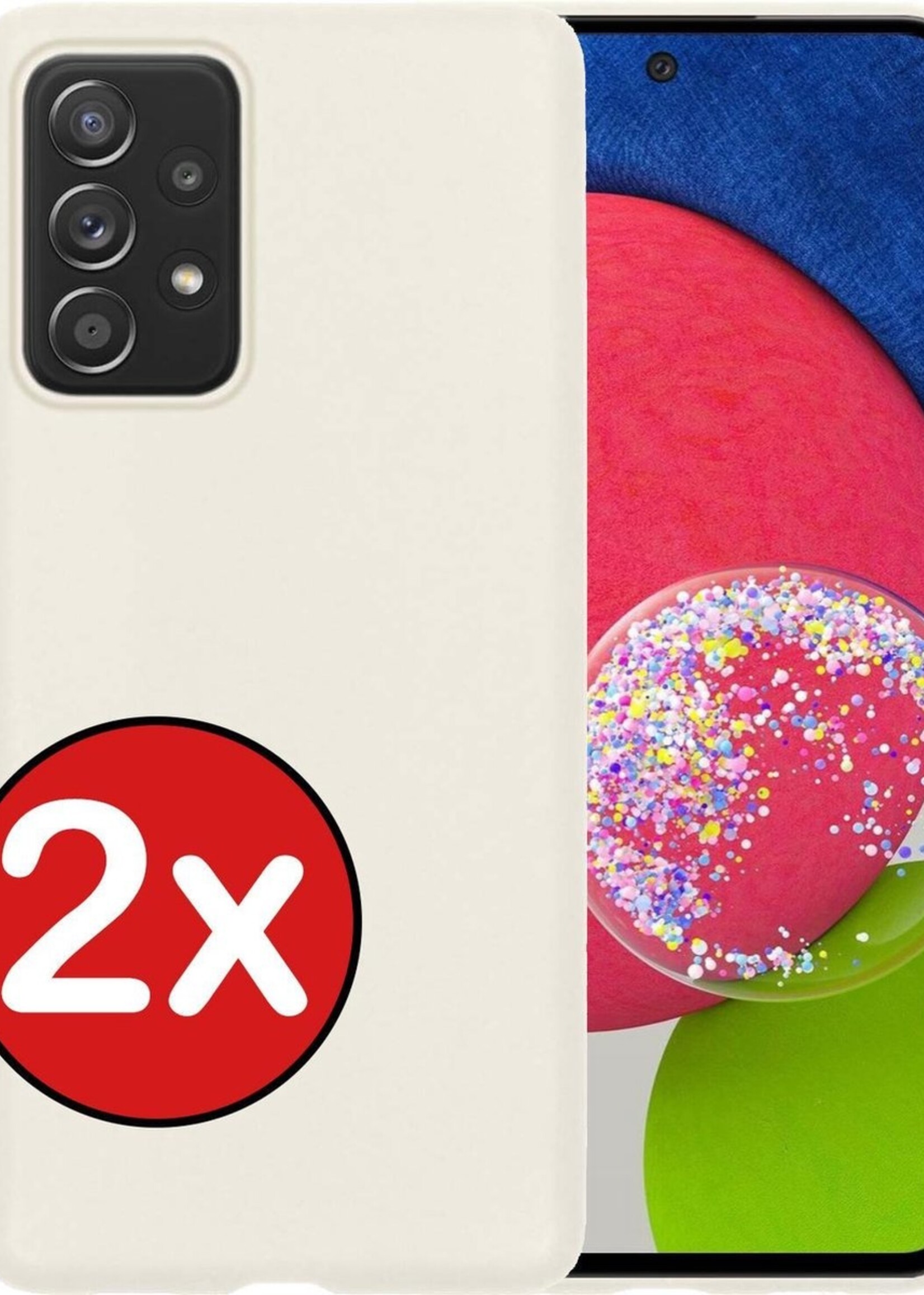 BTH Hoesje Geschikt voor Samsung A52s Hoesje Siliconen Case Hoes - Hoes Geschikt voor Samsung Galaxy A52s 5G Hoes Cover Case - Wit - 2 PACK