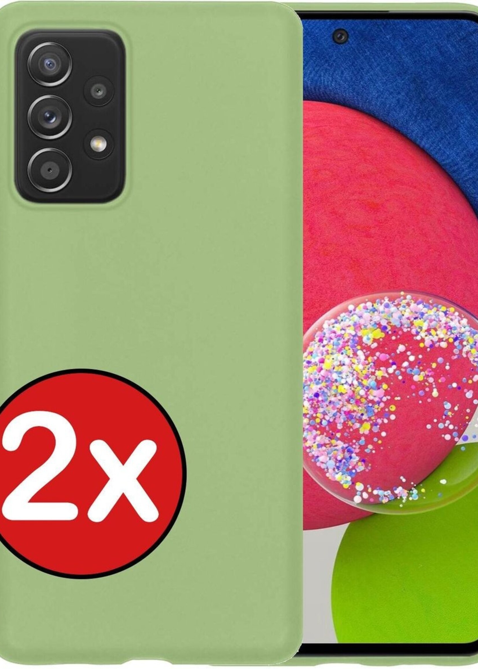 BTH Hoesje Geschikt voor Samsung A52s Hoesje Siliconen Case Hoes - Hoes Geschikt voor Samsung Galaxy A52s 5G Hoes Cover Case - Groen - 2 PACK