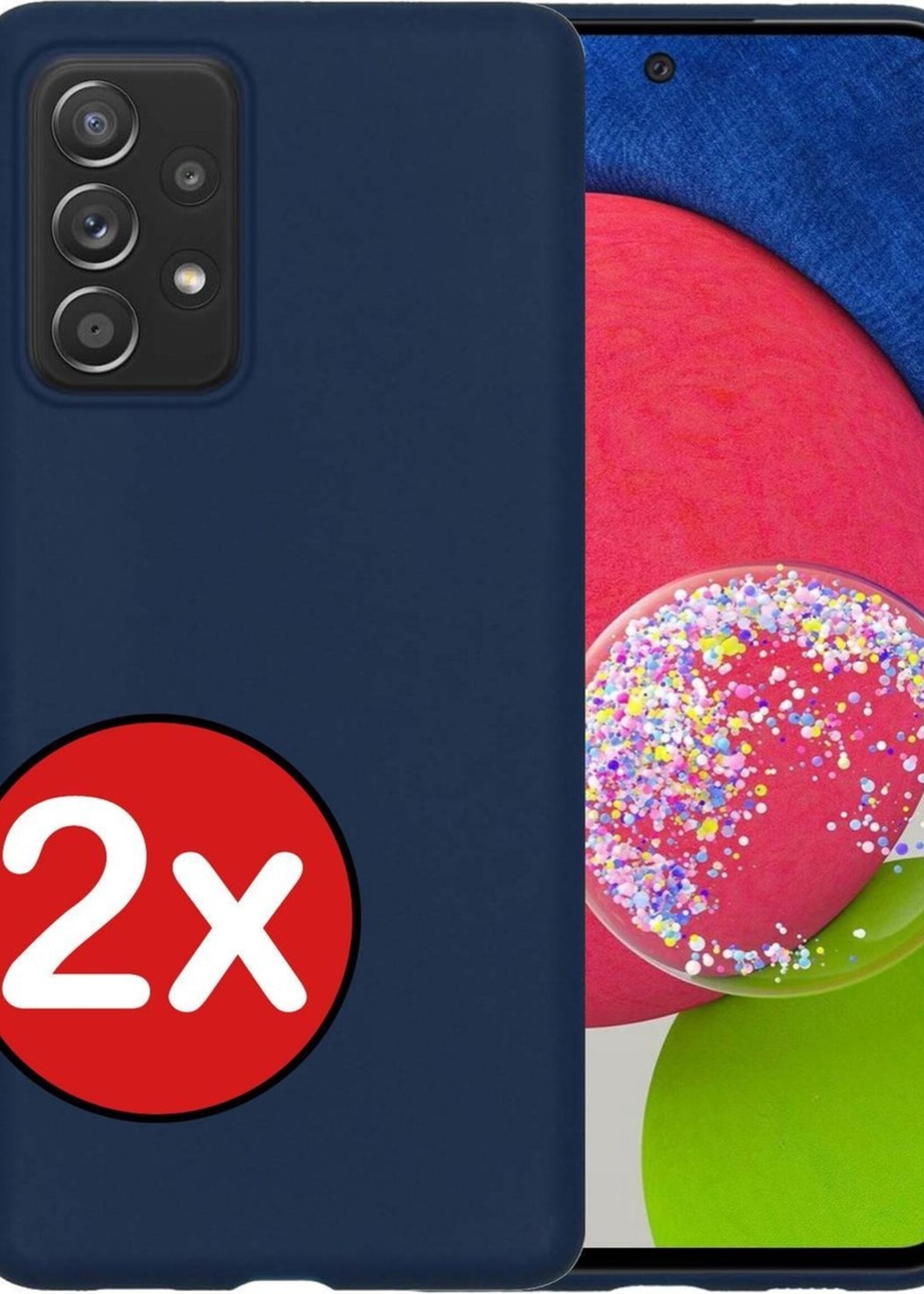 BTH Hoesje Geschikt voor Samsung A52s Hoesje Siliconen Case Hoes - Hoes Geschikt voor Samsung Galaxy A52s 5G Hoes Cover Case - Donkerblauw - 2 PACK