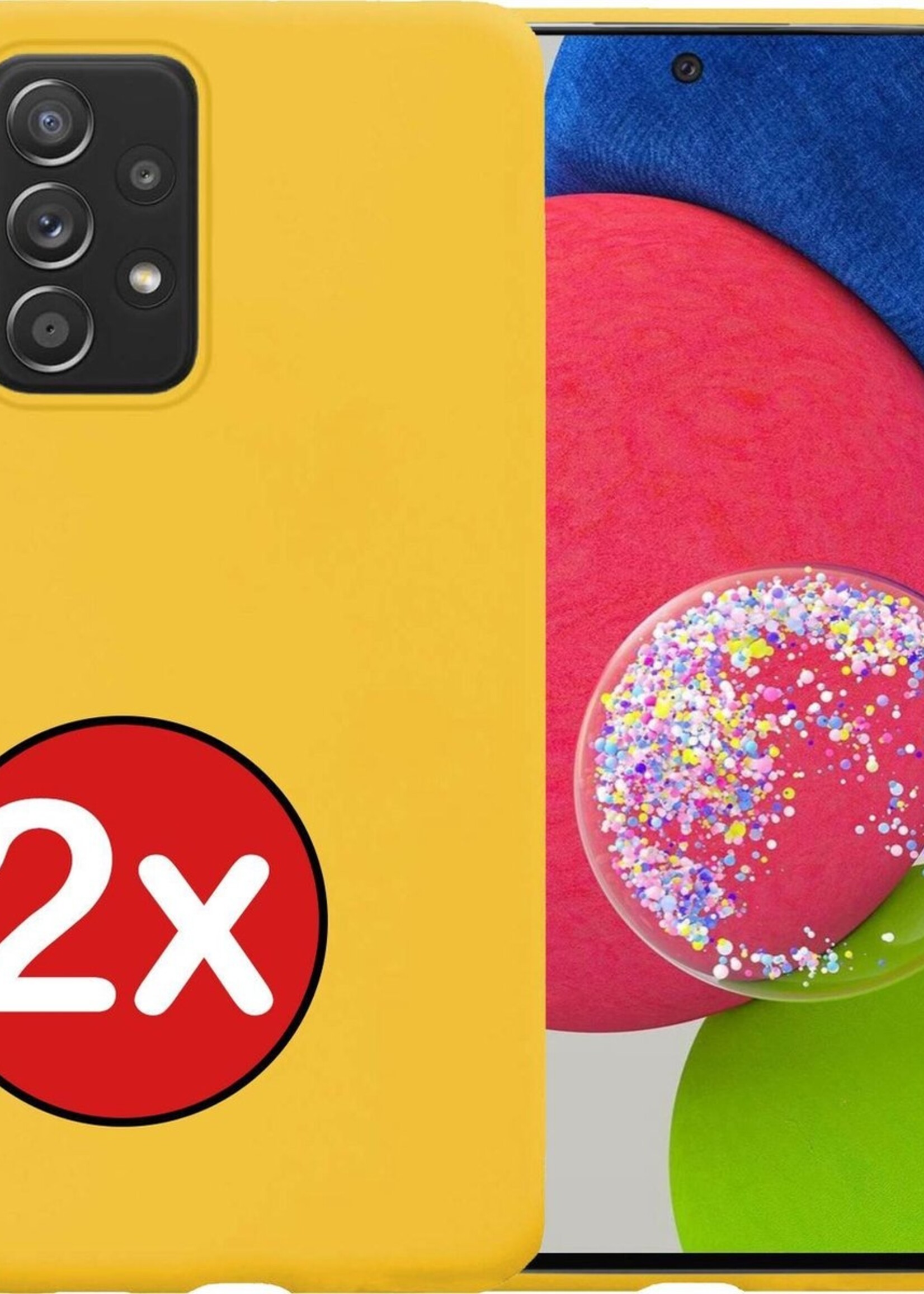BTH Hoesje Geschikt voor Samsung A52s Hoesje Siliconen Case Hoes - Hoes Geschikt voor Samsung Galaxy A52s 5G Hoes Cover Case - Geel - 2 PACK