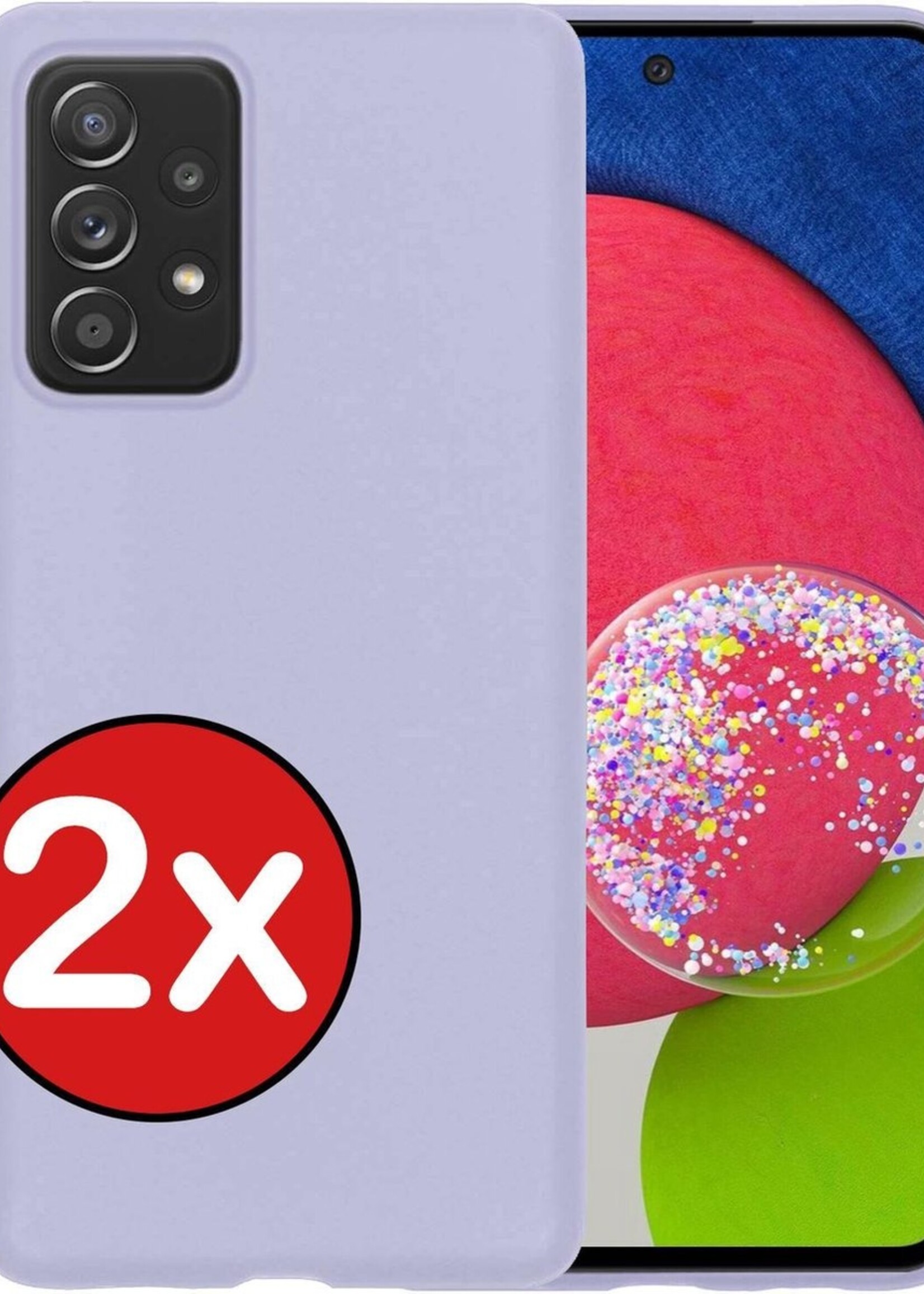 BTH Hoesje Geschikt voor Samsung A52s Hoesje Siliconen Case Hoes - Hoes Geschikt voor Samsung Galaxy A52s 5G Hoes Cover Case - Lila - 2 PACK