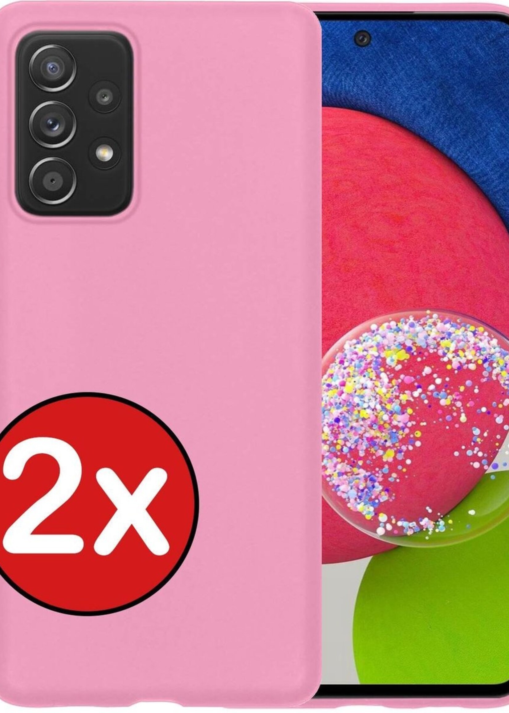 BTH Hoesje Geschikt voor Samsung A52s Hoesje Siliconen Case Hoes - Hoes Geschikt voor Samsung Galaxy A52s 5G Hoes Cover Case - Lichtroze - 2 PACK