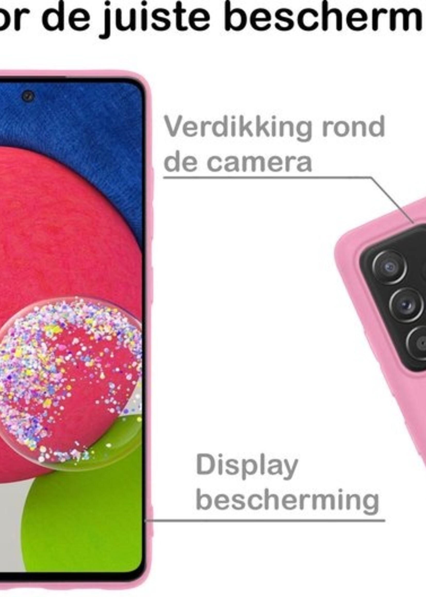 BTH Hoesje Geschikt voor Samsung A52s Hoesje Siliconen Case Hoes - Hoes Geschikt voor Samsung Galaxy A52s 5G Hoes Cover Case - Lichtroze - 2 PACK