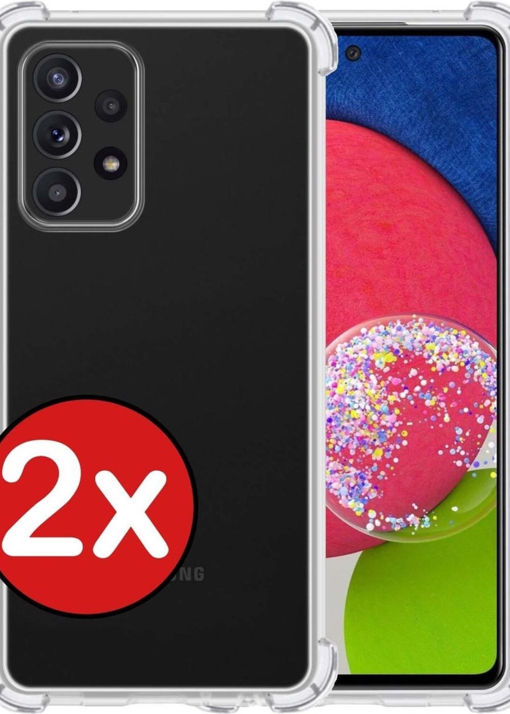 BTH Hoesje Geschikt voor Samsung A52s Hoesje Siliconen Shock Proof Case Hoes - Hoes Geschikt voor Samsung Galaxy A52s 5G Hoes Cover Case Shockproof - Transparant - 2 PACK