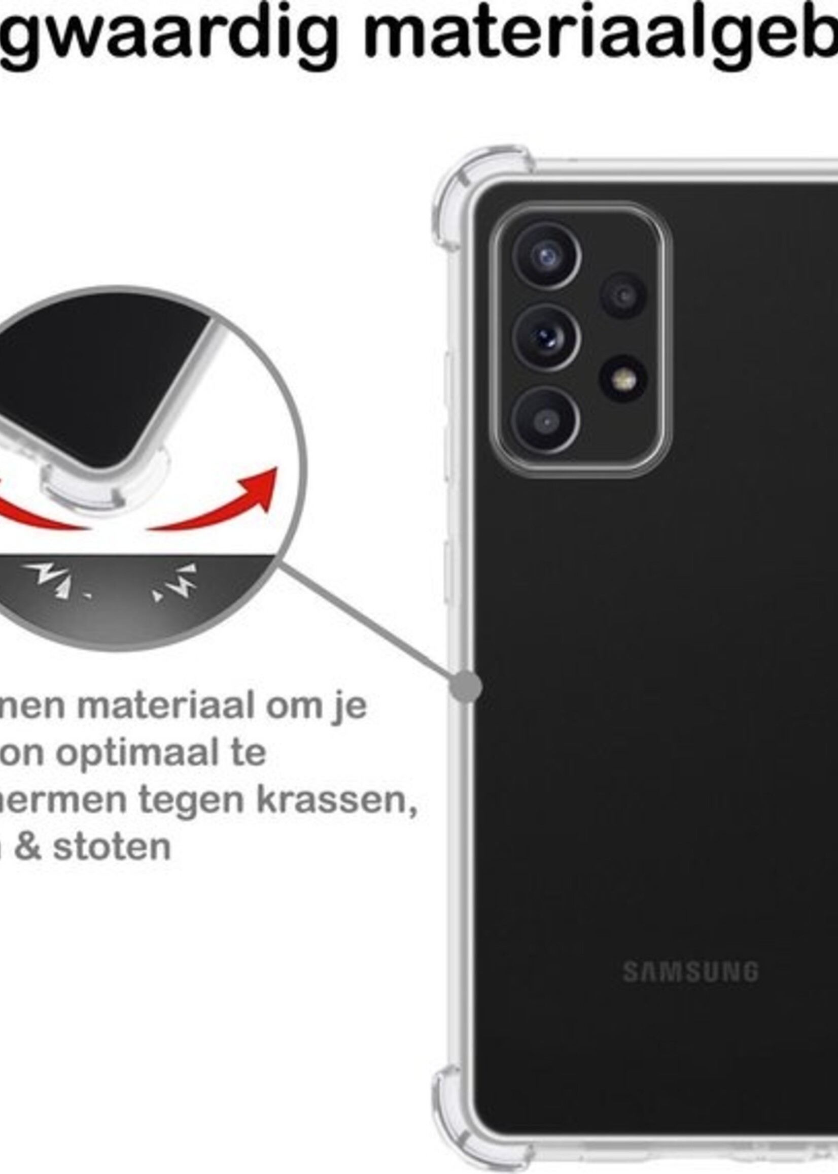 BTH Hoesje Geschikt voor Samsung A52s Hoesje Siliconen Shock Proof Case Hoes - Hoes Geschikt voor Samsung Galaxy A52s 5G Hoes Cover Case Shockproof - Transparant - 2 PACK