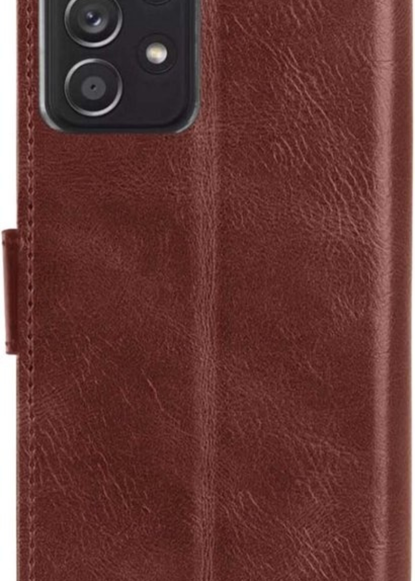 BTH Hoesje Geschikt voor Samsung A52s Hoesje Book Case Hoes Portemonnee Cover Walletcase Met Screenprotector - Hoes Geschikt voor Samsung Galaxy A52s 5G Hoes Bookcase Hoesje - Bruin