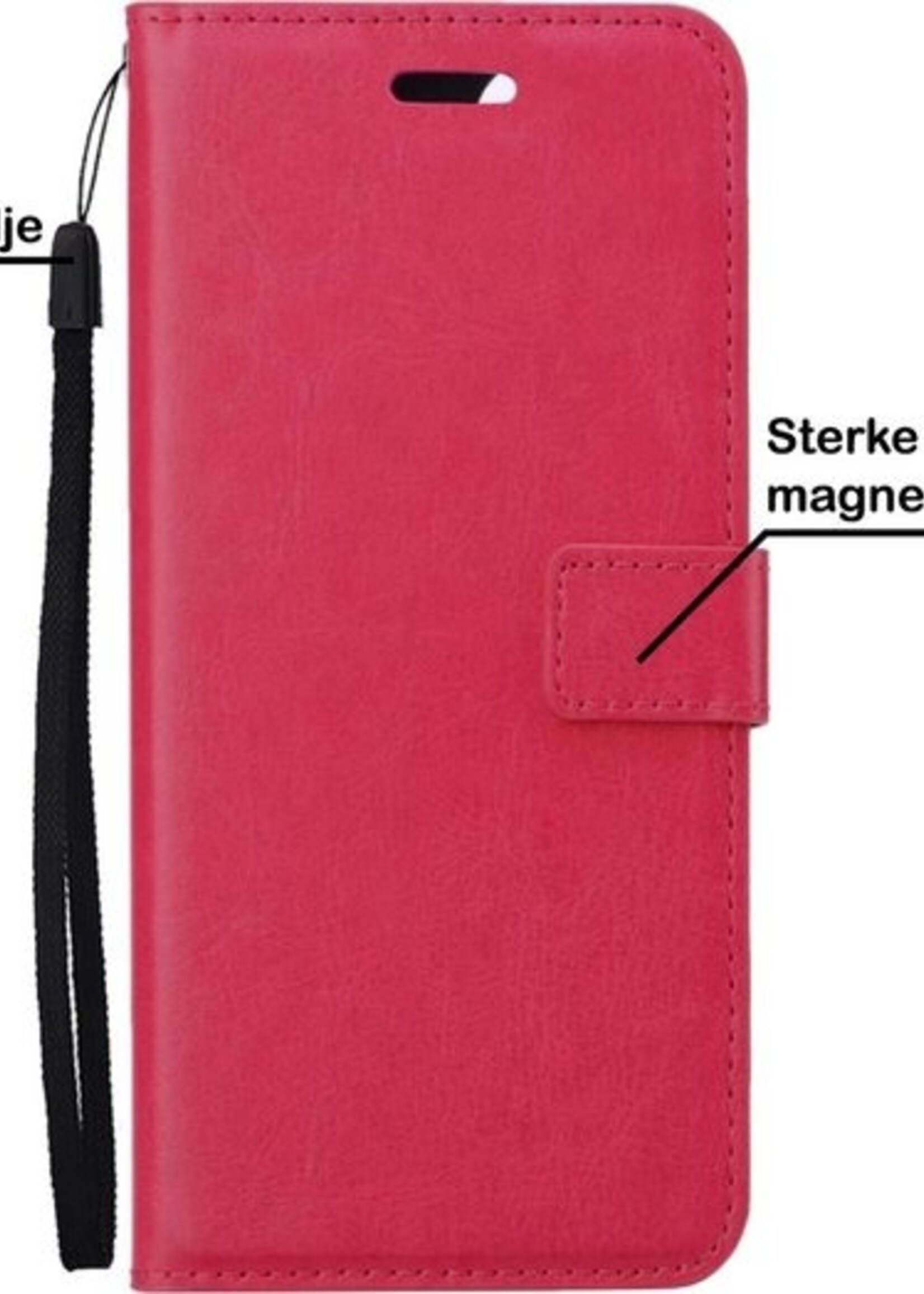 BTH Hoesje Geschikt voor Samsung A52s Hoesje Book Case Hoes Portemonnee Cover Walletcase Met Screenprotector - Hoes Geschikt voor Samsung Galaxy A52s 5G Hoes Bookcase Hoesje - Donkerroze