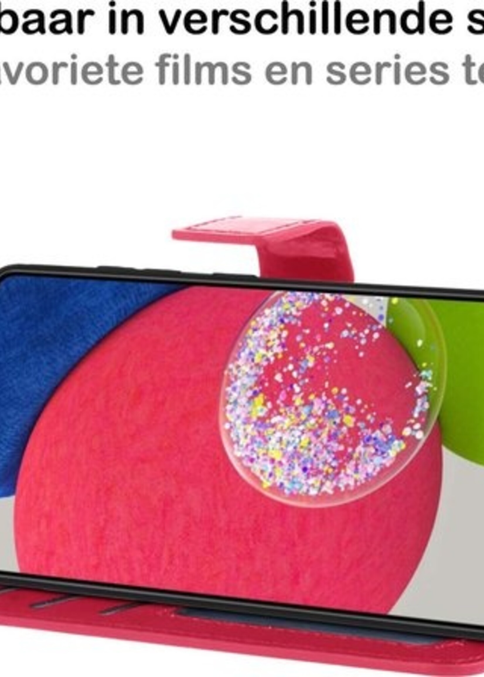 BTH Hoesje Geschikt voor Samsung A52s Hoesje Book Case Hoes Portemonnee Cover Walletcase Met Screenprotector - Hoes Geschikt voor Samsung Galaxy A52s 5G Hoes Bookcase Hoesje - Donkerroze