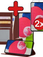 BTH BTH Samsung Galaxy A52s Hoesje Bookcase Bruin Met 2x Screenprotector