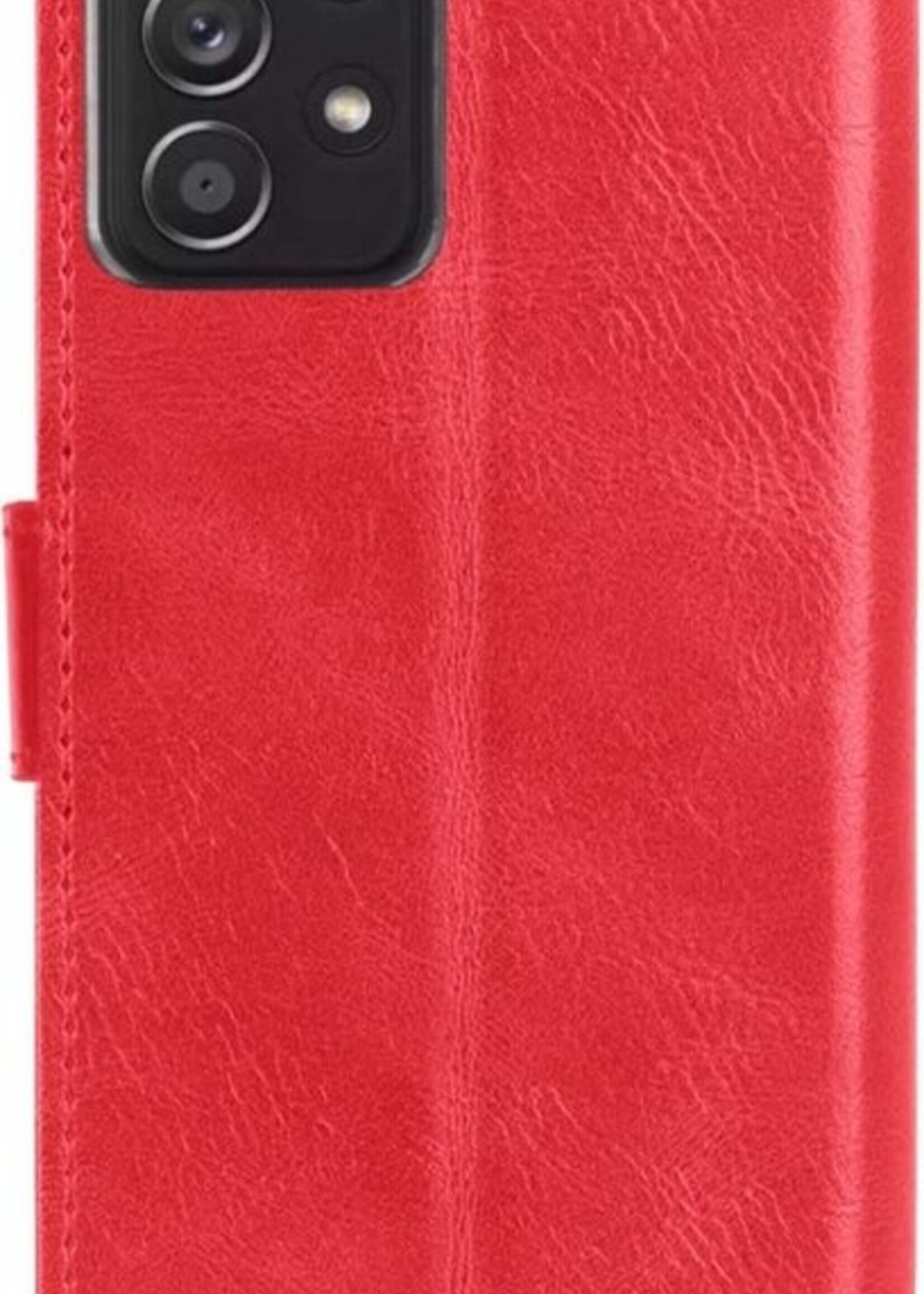 BTH Hoesje Geschikt voor Samsung A52s Hoesje Book Case Hoes Portemonnee Cover Walletcase Met 2x Screenprotector - Hoes Geschikt voor Samsung Galaxy A52s 5G Hoes Bookcase Hoesje - Rood