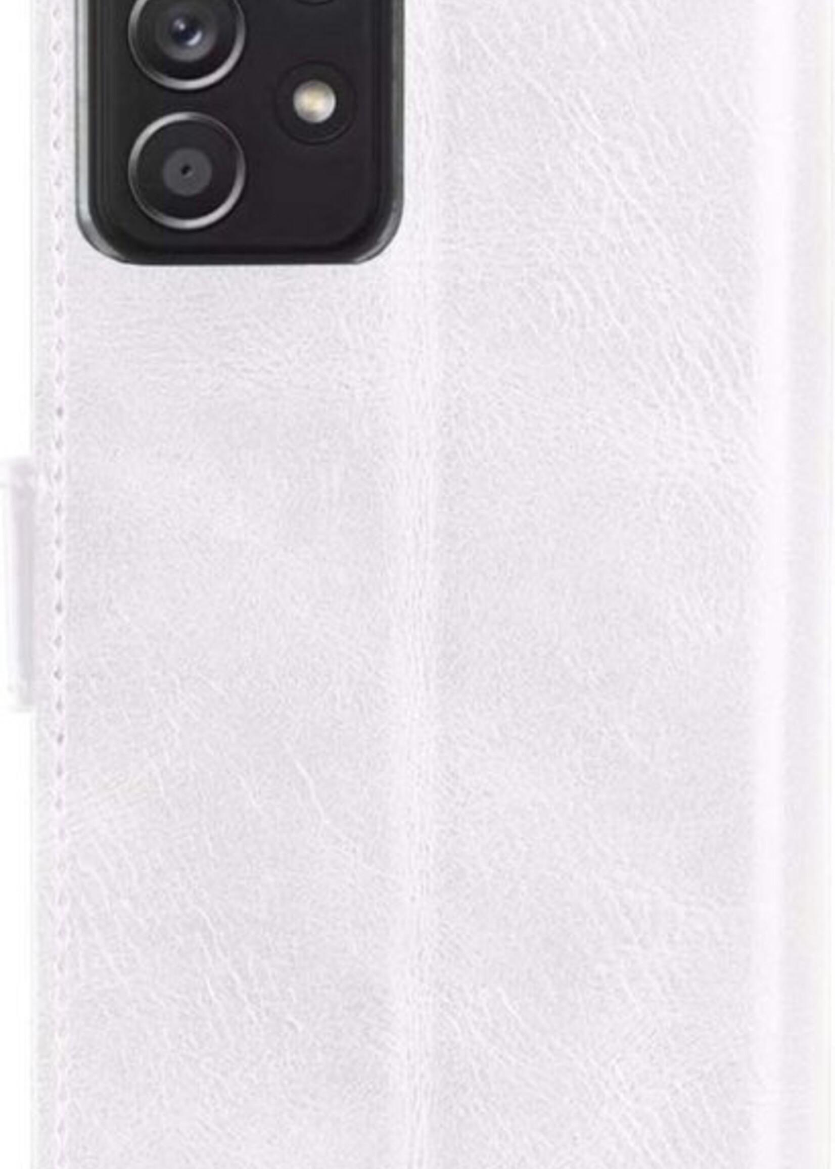 BTH Hoesje Geschikt voor Samsung A52s Hoesje Book Case Hoes Portemonnee Cover Walletcase Met 2x Screenprotector - Hoes Geschikt voor Samsung Galaxy A52s 5G Hoes Bookcase Hoesje - Wit
