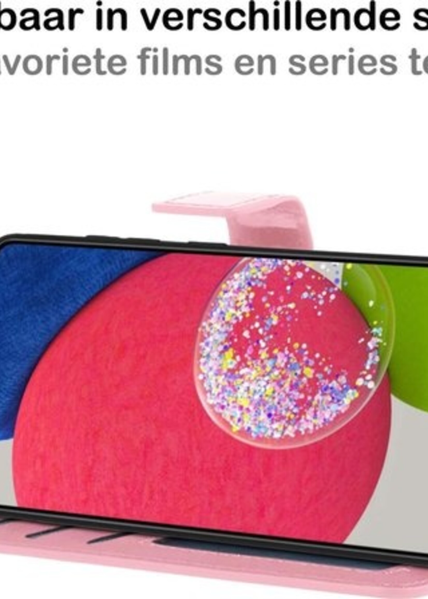 BTH Hoesje Geschikt voor Samsung A52s Hoesje Book Case Hoes Portemonnee Cover Walletcase Met 2x Screenprotector - Hoes Geschikt voor Samsung Galaxy A52s 5G Hoes Bookcase Hoesje - Lichtroze