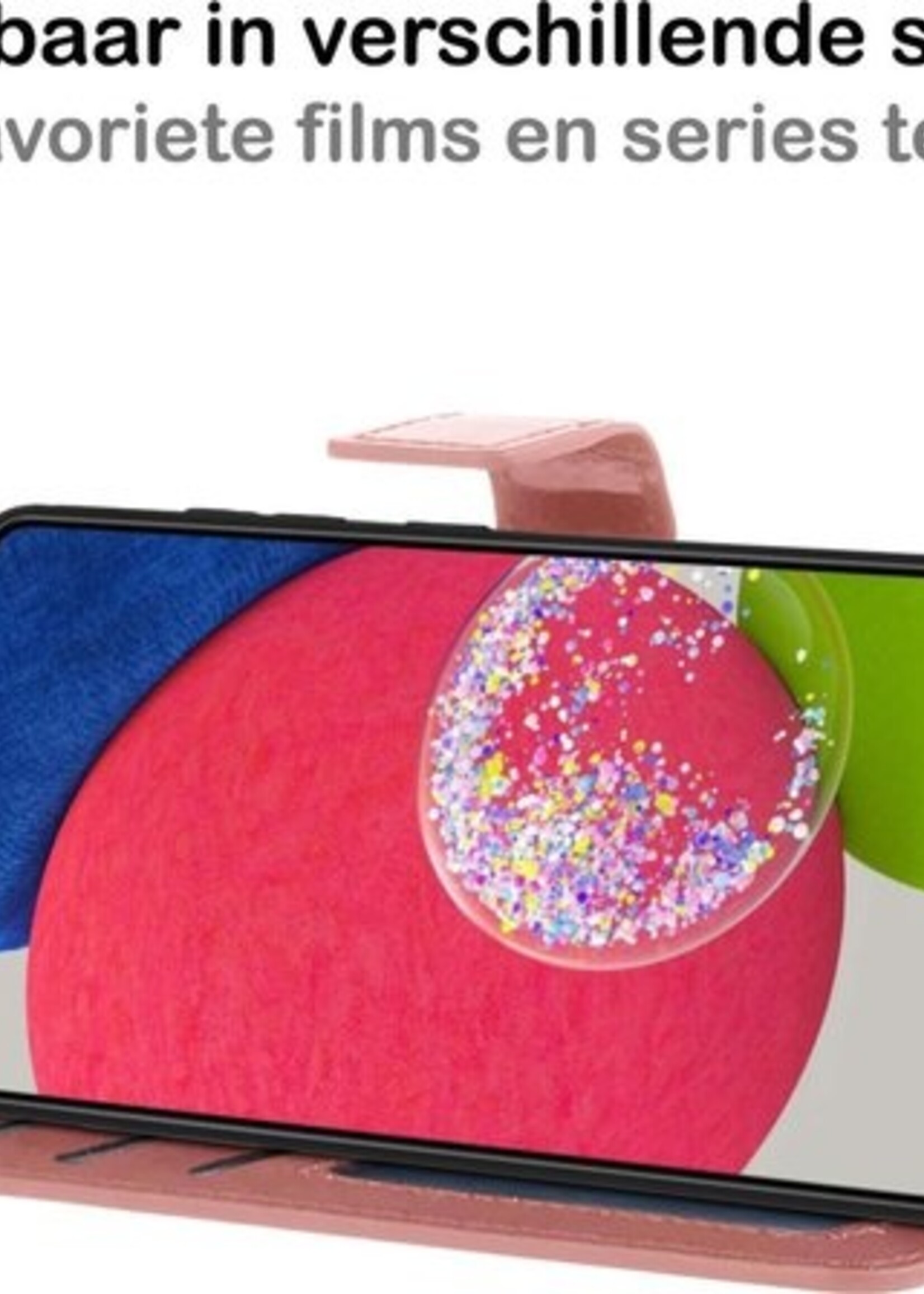 BTH Hoesje Geschikt voor Samsung A52s Hoesje Book Case Hoes Portemonnee Cover Walletcase Met 2x Screenprotector - Hoes Geschikt voor Samsung Galaxy A52s 5G Hoes Bookcase Hoesje - Rosé goud