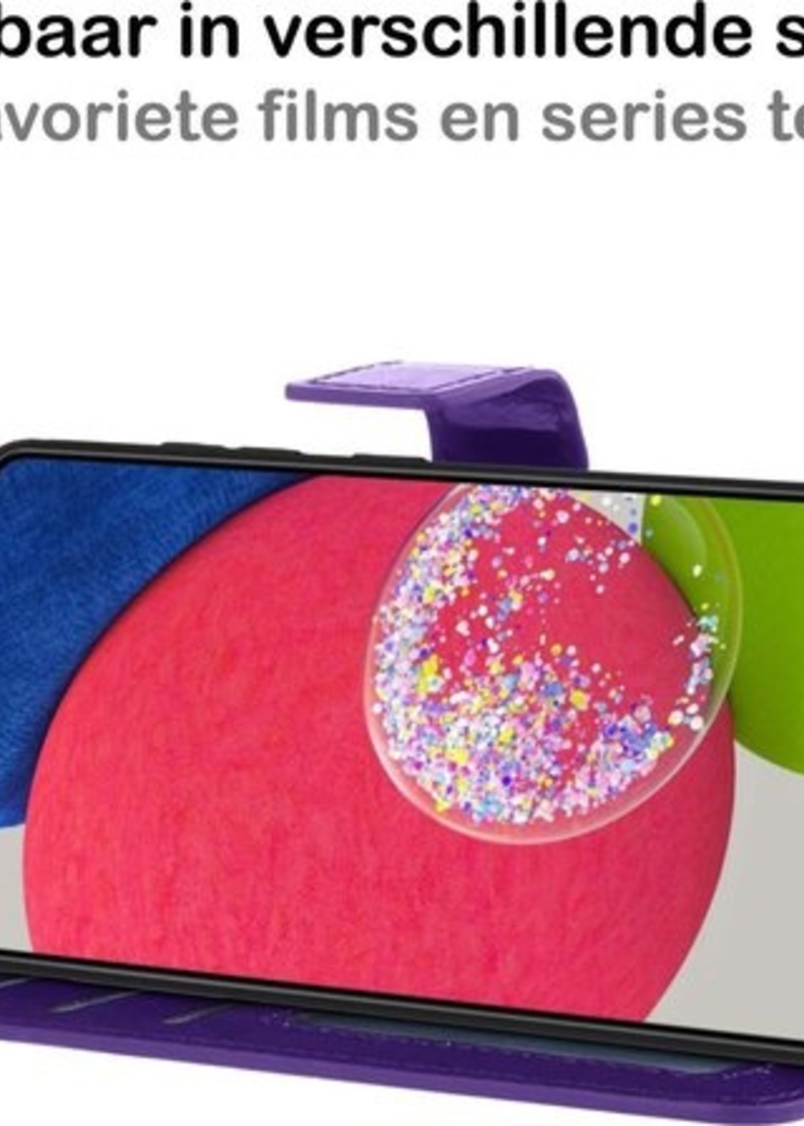 BTH Hoesje Geschikt voor Samsung A52s Hoesje Book Case Hoes Portemonnee Cover Walletcase Met 2x Screenprotector - Hoes Geschikt voor Samsung Galaxy A52s 5G Hoes Bookcase Hoesje - Paars