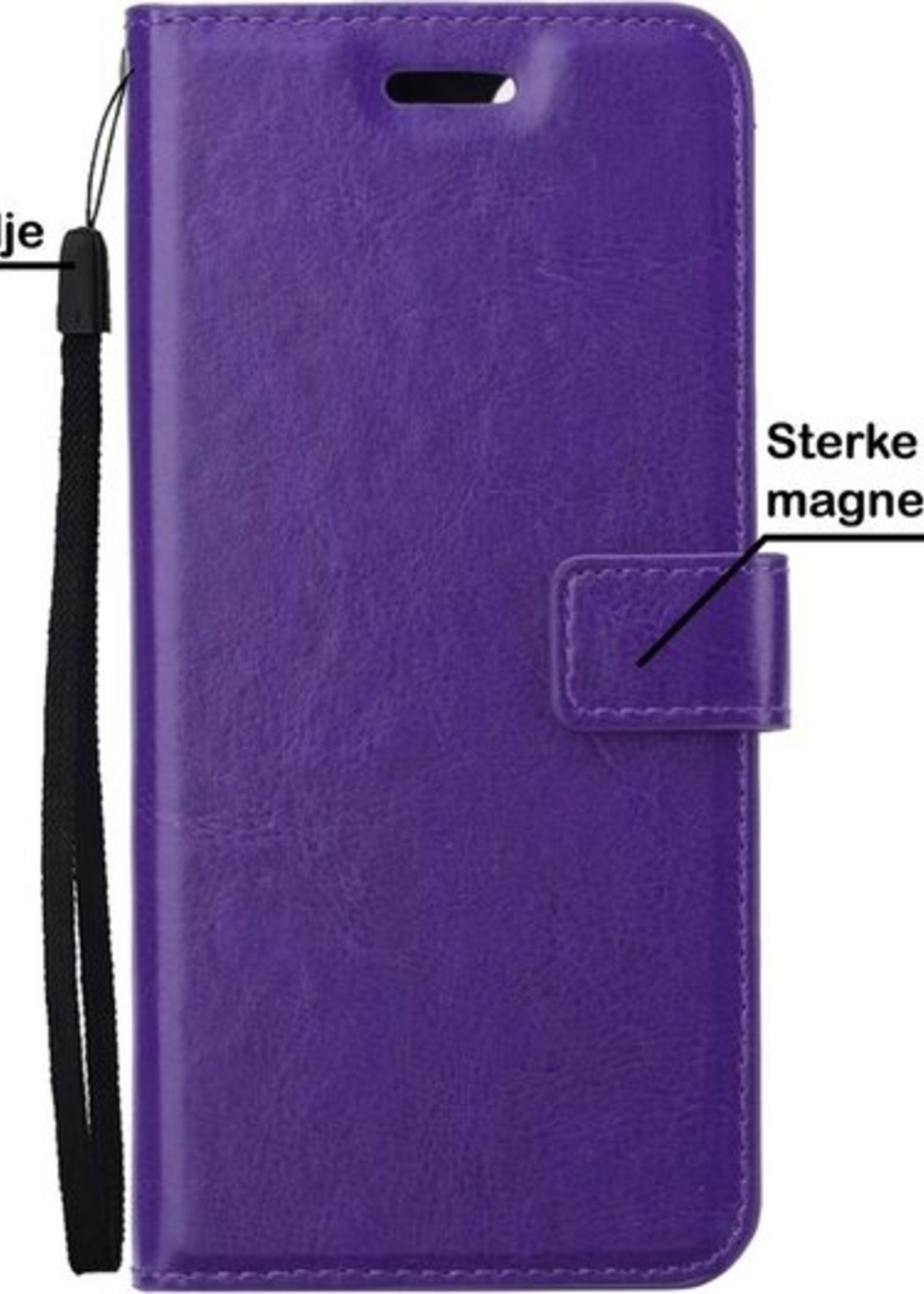 BTH Hoesje Geschikt voor Samsung A52s Hoesje Book Case Hoes Portemonnee Cover Walletcase Met 2x Screenprotector - Hoes Geschikt voor Samsung Galaxy A52s 5G Hoes Bookcase Hoesje - Paars