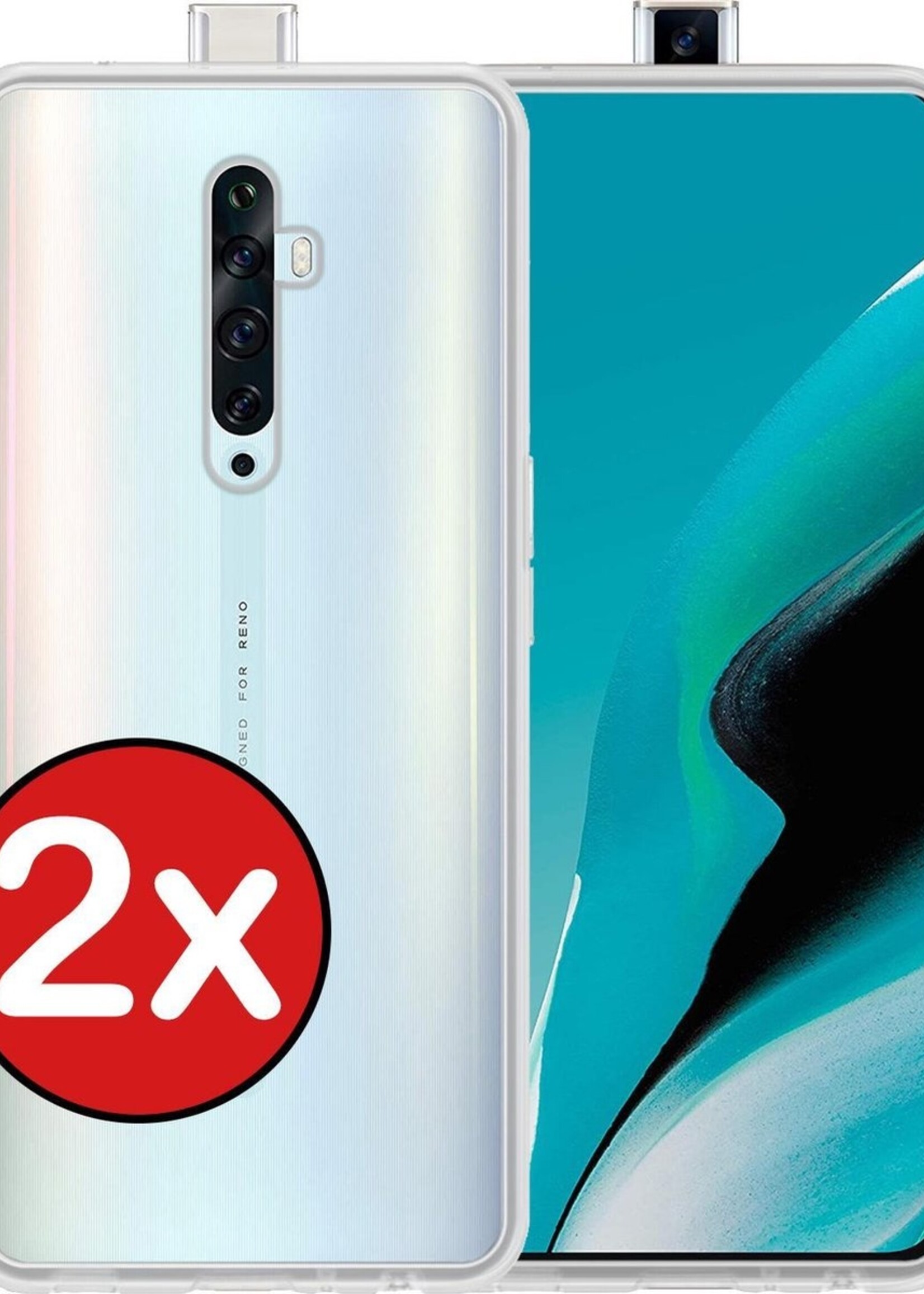 BTH Hoesje Geschikt voor OPPO Reno 2Z Hoesje Siliconen Case Hoes - Hoes Geschikt voor OPPO Reno 2Z Hoes Cover Case - Transparant - 2 PACK