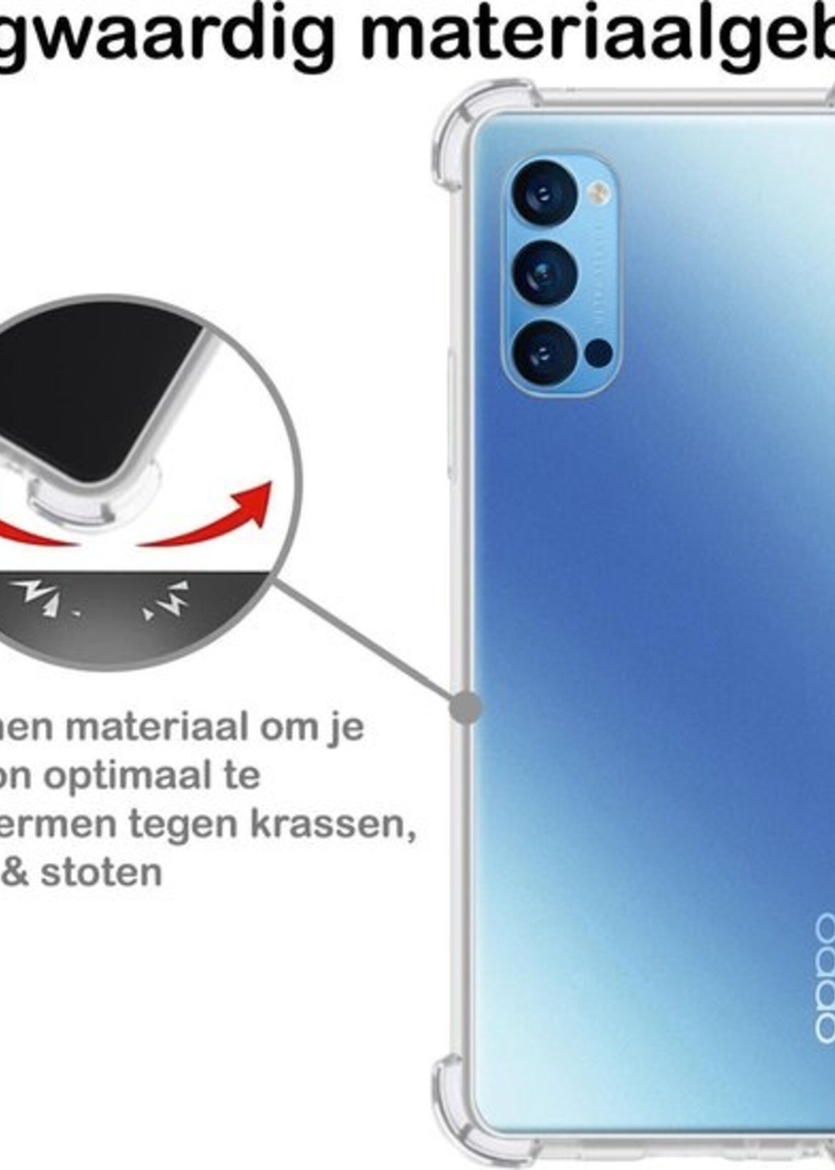 BTH Hoesje Geschikt voor OPPO Reno 4 Pro 5G Hoesje Siliconen Shock Proof Case Hoes - Hoes Geschikt voor OPPO Reno 4 Pro Hoes Cover Case Shockproof - Transparant - 2 PACK