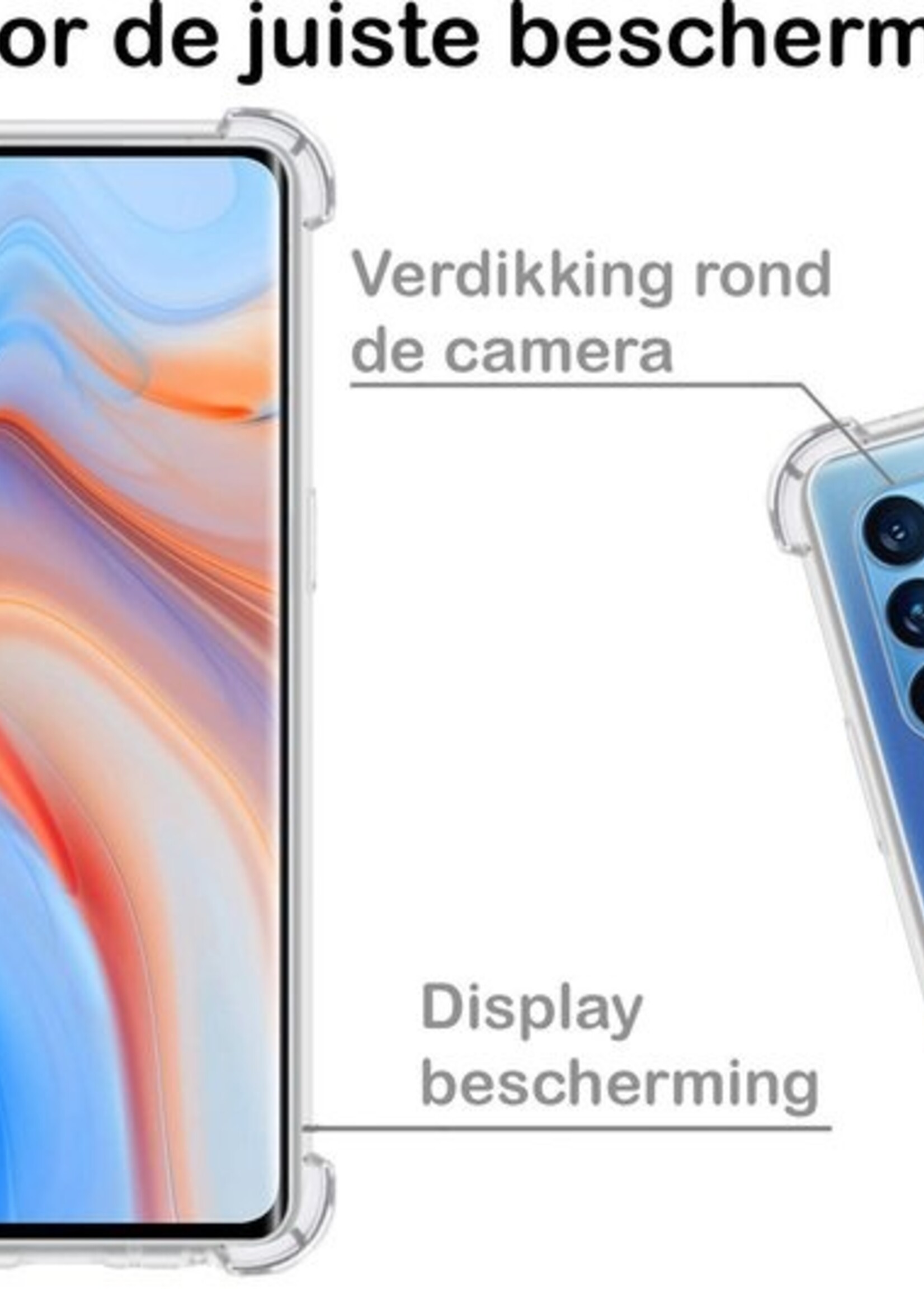 BTH Hoesje Geschikt voor OPPO Reno 4 Pro 5G Hoesje Siliconen Shock Proof Case Hoes - Hoes Geschikt voor OPPO Reno 4 Pro Hoes Cover Case Shockproof - Transparant - 2 PACK