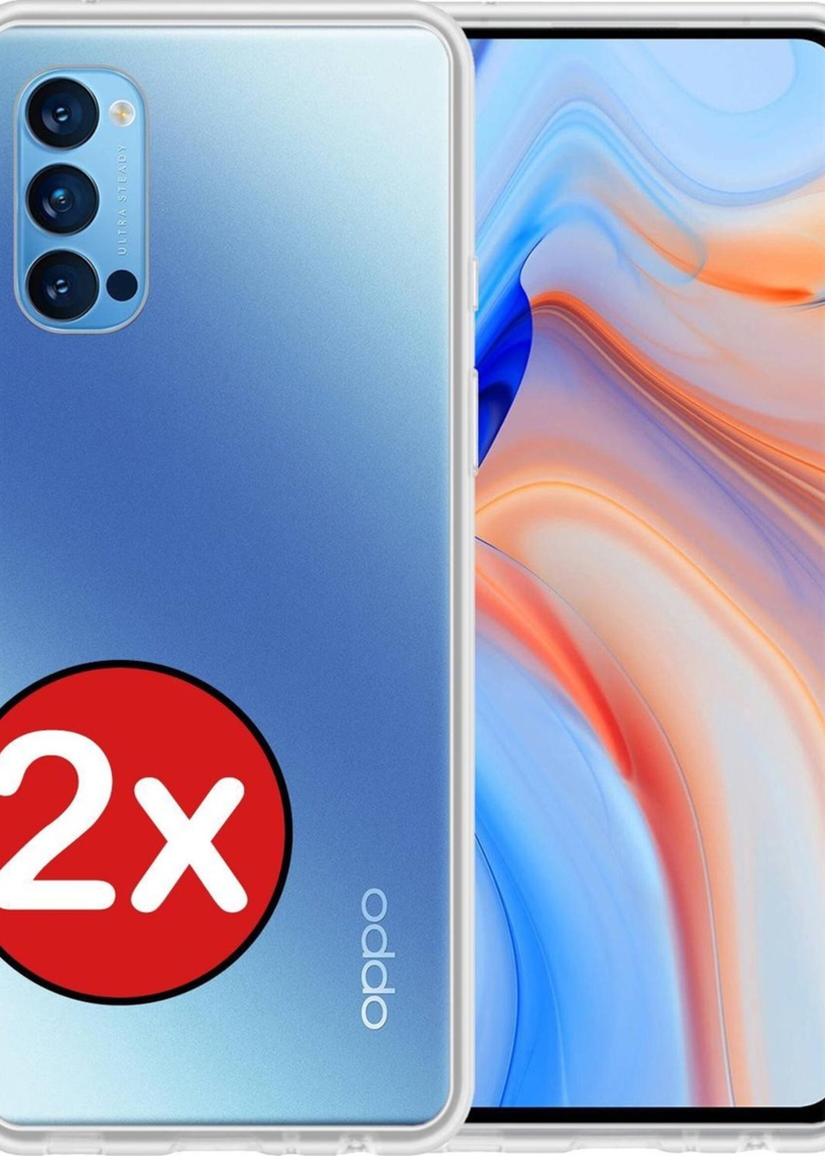 BTH Hoesje Geschikt voor OPPO Reno 4 Pro 5G Hoesje Siliconen Case Hoes - Hoes Geschikt voor OPPO Reno 4 Pro Hoes Cover Case - Transparant - 2 PACK