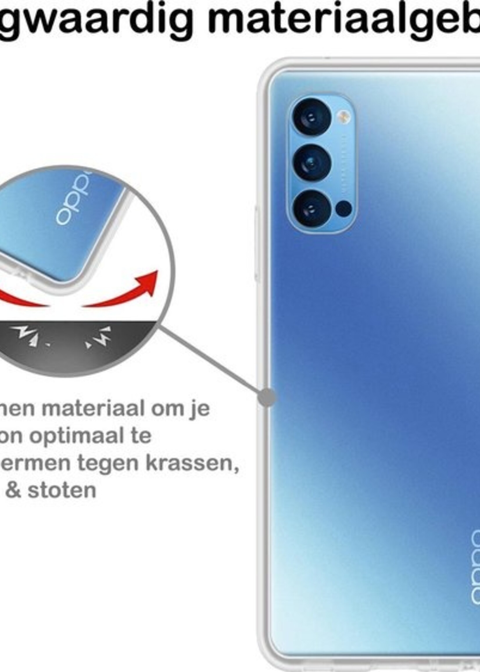 BTH Hoesje Geschikt voor OPPO Reno 4 Pro 5G Hoesje Siliconen Case Hoes - Hoes Geschikt voor OPPO Reno 4 Pro Hoes Cover Case - Transparant - 2 PACK