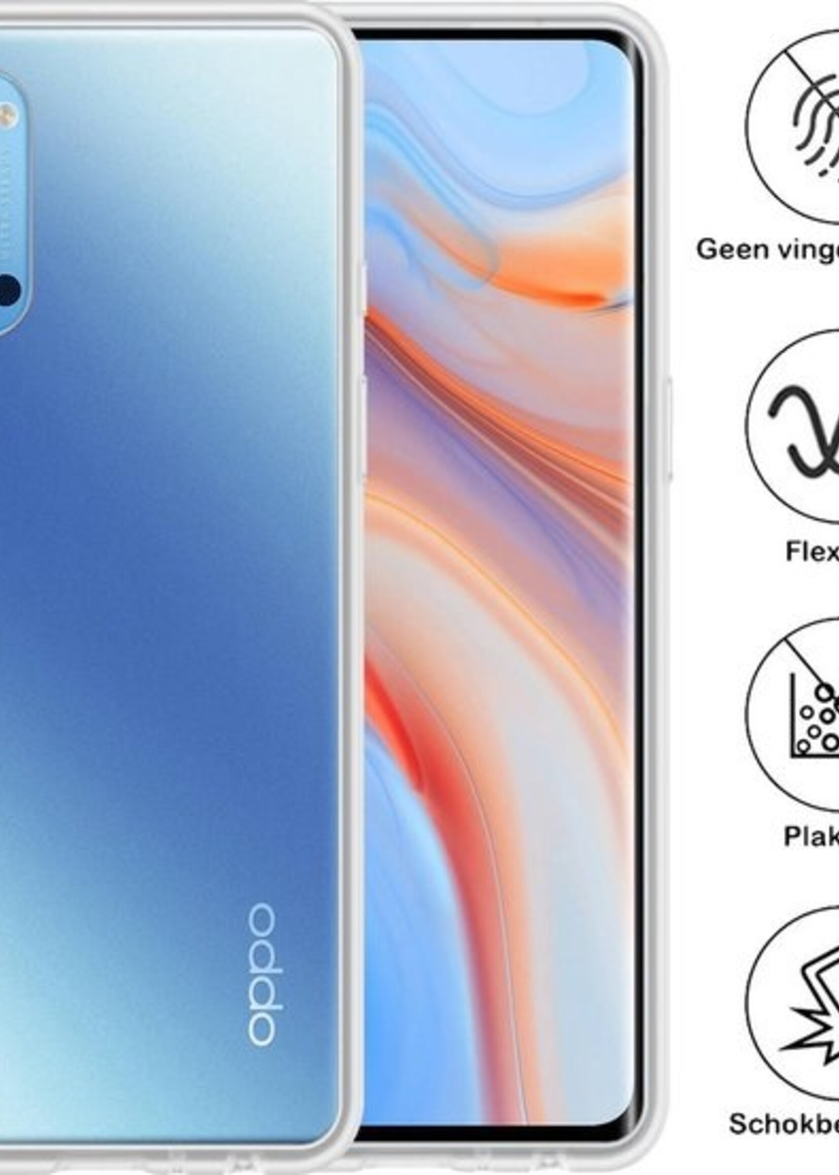 BTH Hoesje Geschikt voor OPPO Reno 4 Pro 5G Hoesje Siliconen Case Hoes - Hoes Geschikt voor OPPO Reno 4 Pro Hoes Cover Case - Transparant - 2 PACK