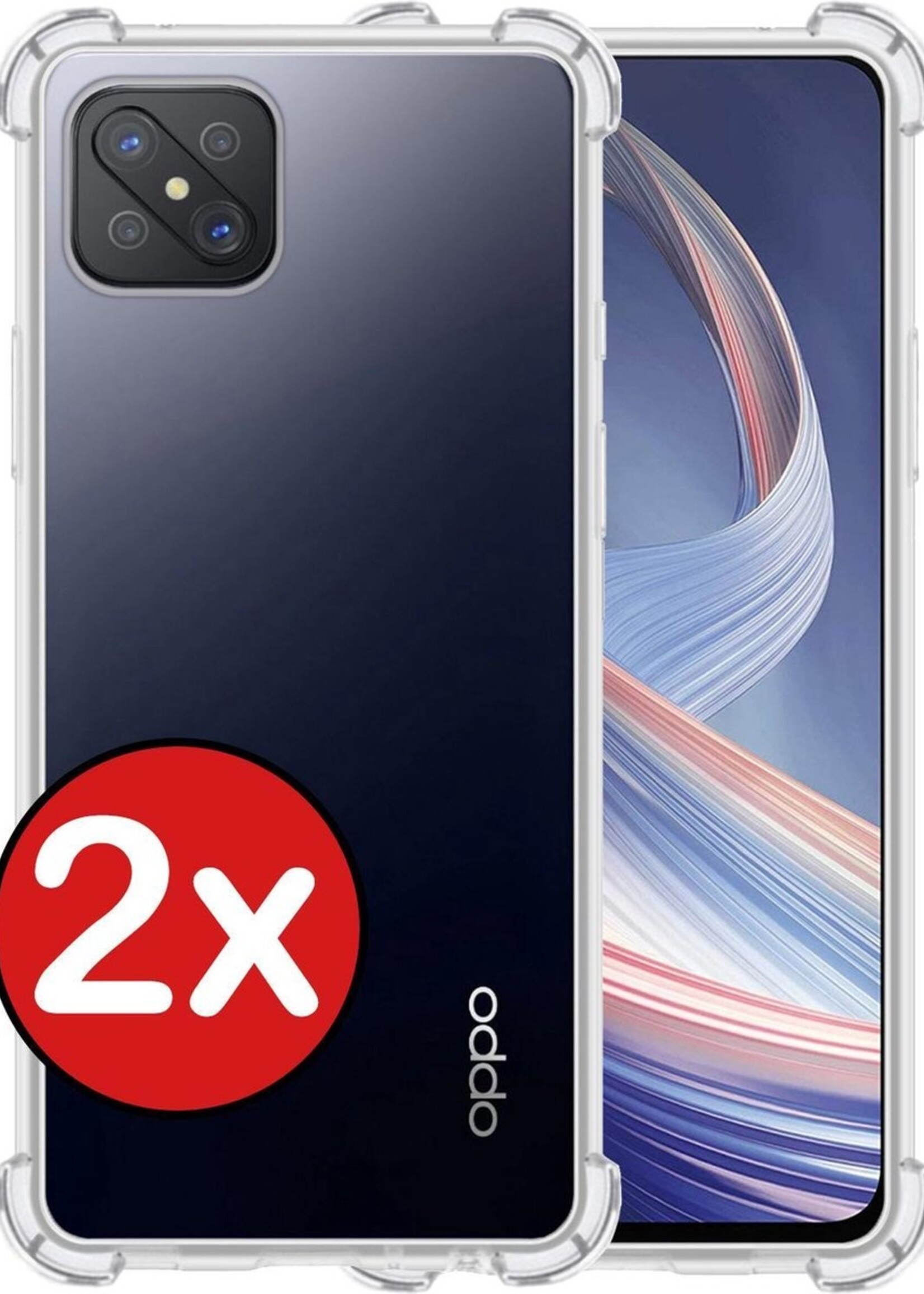 BTH Hoesje Geschikt voor OPPO Reno4 Z 5G Hoesje Siliconen Shock Proof Case Hoes - Hoes Geschikt voor OPPO Reno 4Z 5G Hoes Cover Case Shockproof - Transparant - 2 PACK