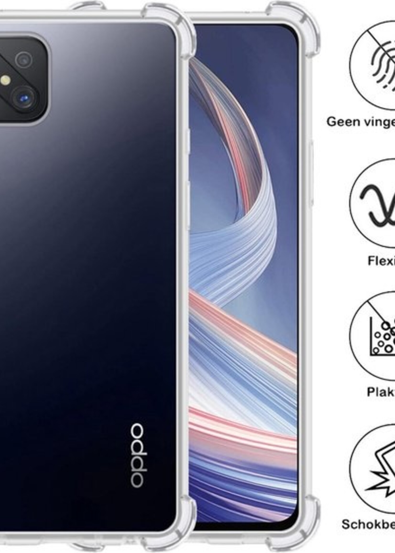 BTH Hoesje Geschikt voor OPPO Reno4 Z 5G Hoesje Siliconen Shock Proof Case Hoes - Hoes Geschikt voor OPPO Reno 4Z 5G Hoes Cover Case Shockproof - Transparant - 2 PACK