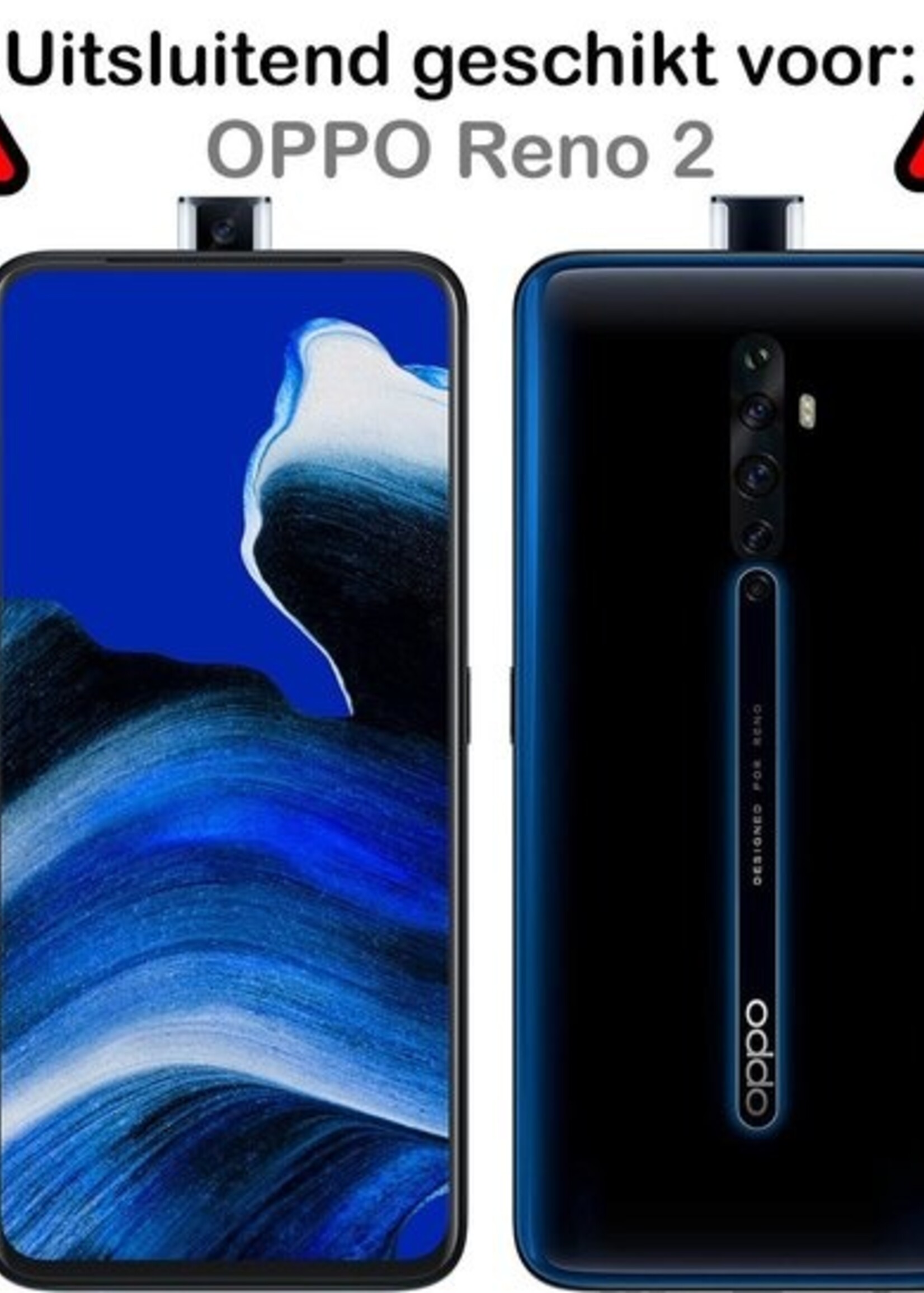BTH Hoesje Geschikt voor OPPO Reno 2 Hoesje Siliconen Case Hoes Met 2x Screenprotector - Hoes Geschikt voor OPPO Reno 2 Hoes Cover Case - Transparant